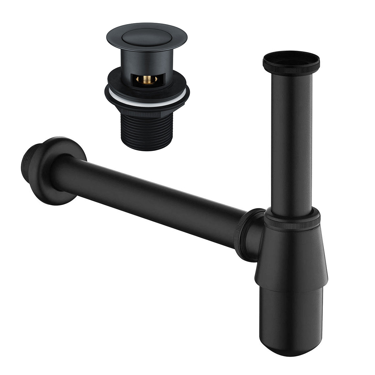 Bathroom Basin Bottle Trap & Slotted Waste Matte Black