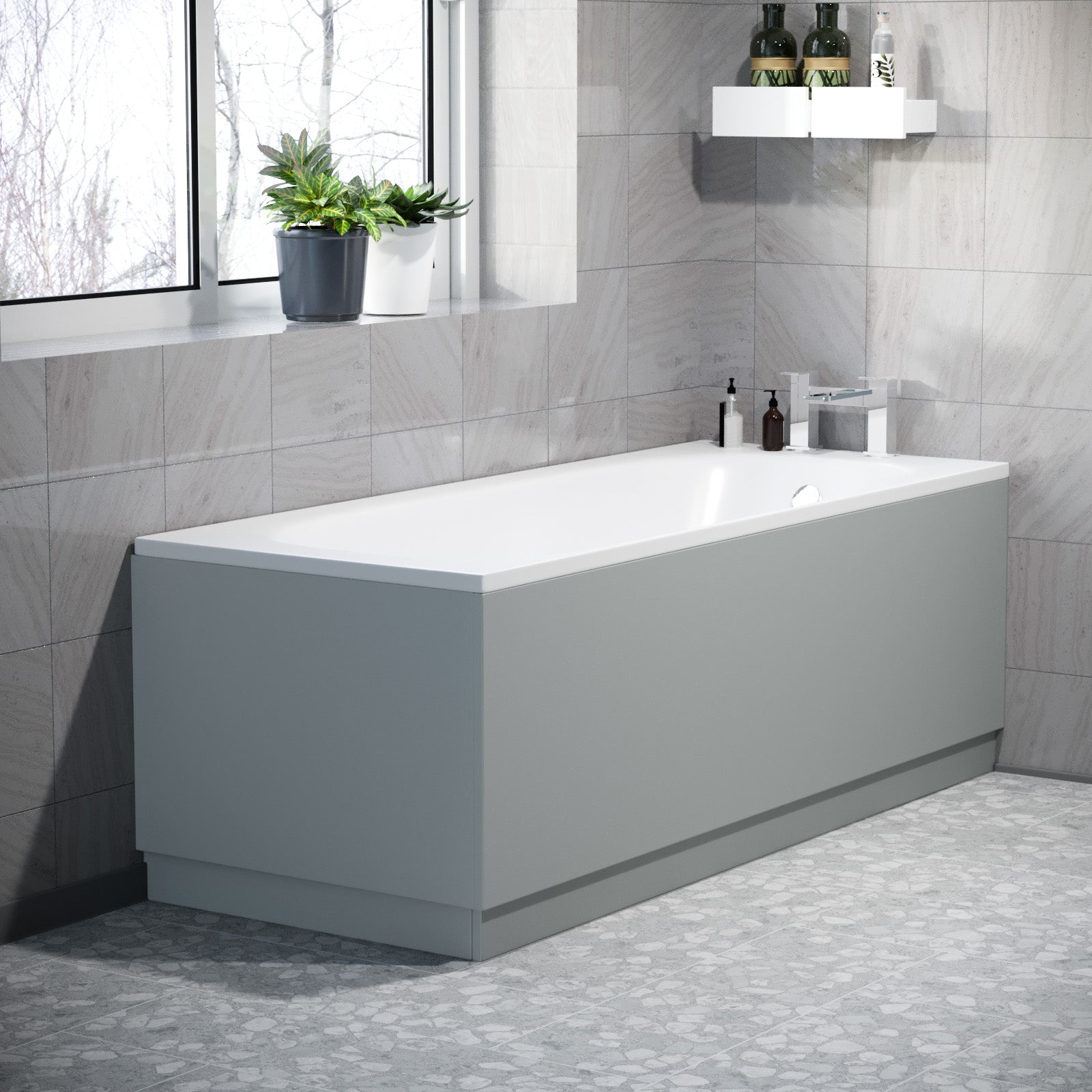 Water Proof Bath Panels 1700 Front and 700 End Panel Matt Grey