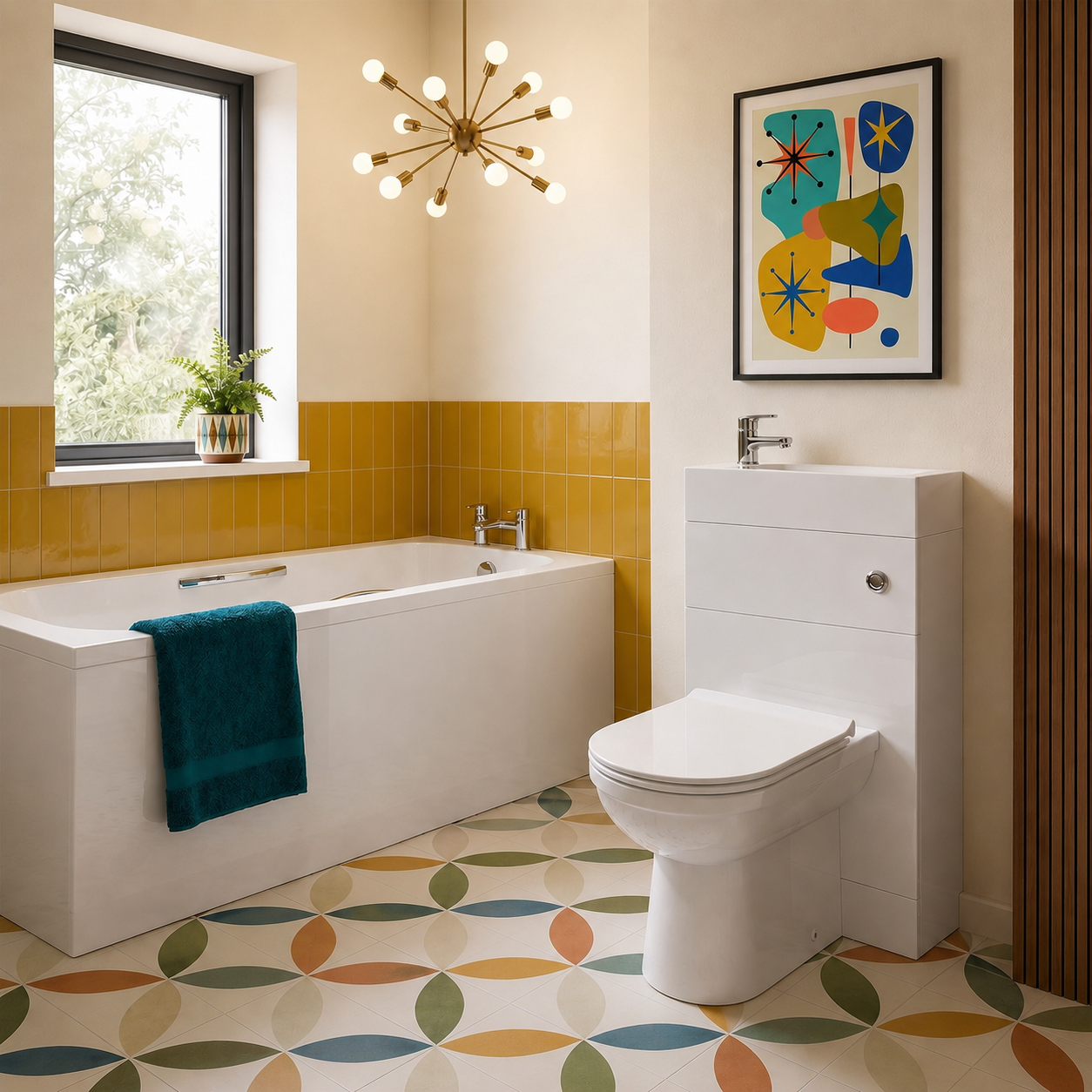 Small Bathroom Suite - Eslo 500mm 2 in 1 WC Toilet Basin & 1500mm Steel Enamel Bath with Handles