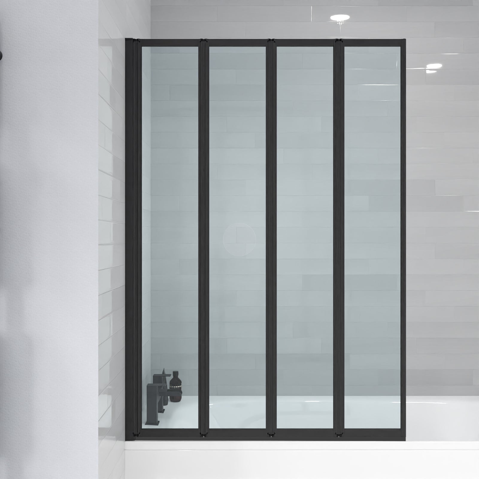Parga 1000 x 1400 mm 4 Fold Door Bath Shower Screen Black Frame