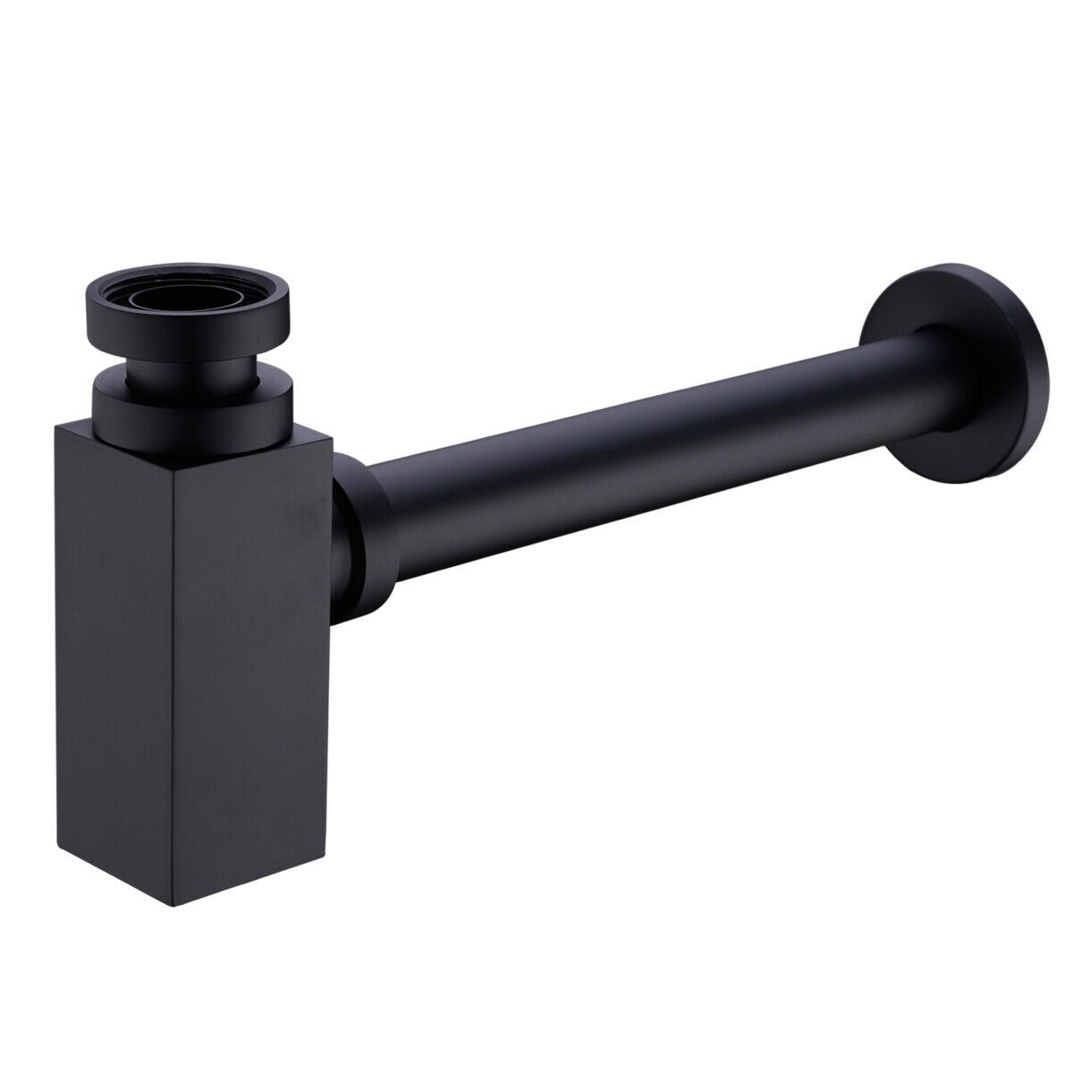 Square Bottle Trap & Outlet Pipe Bathroom Basin Sink Brass Matte Black