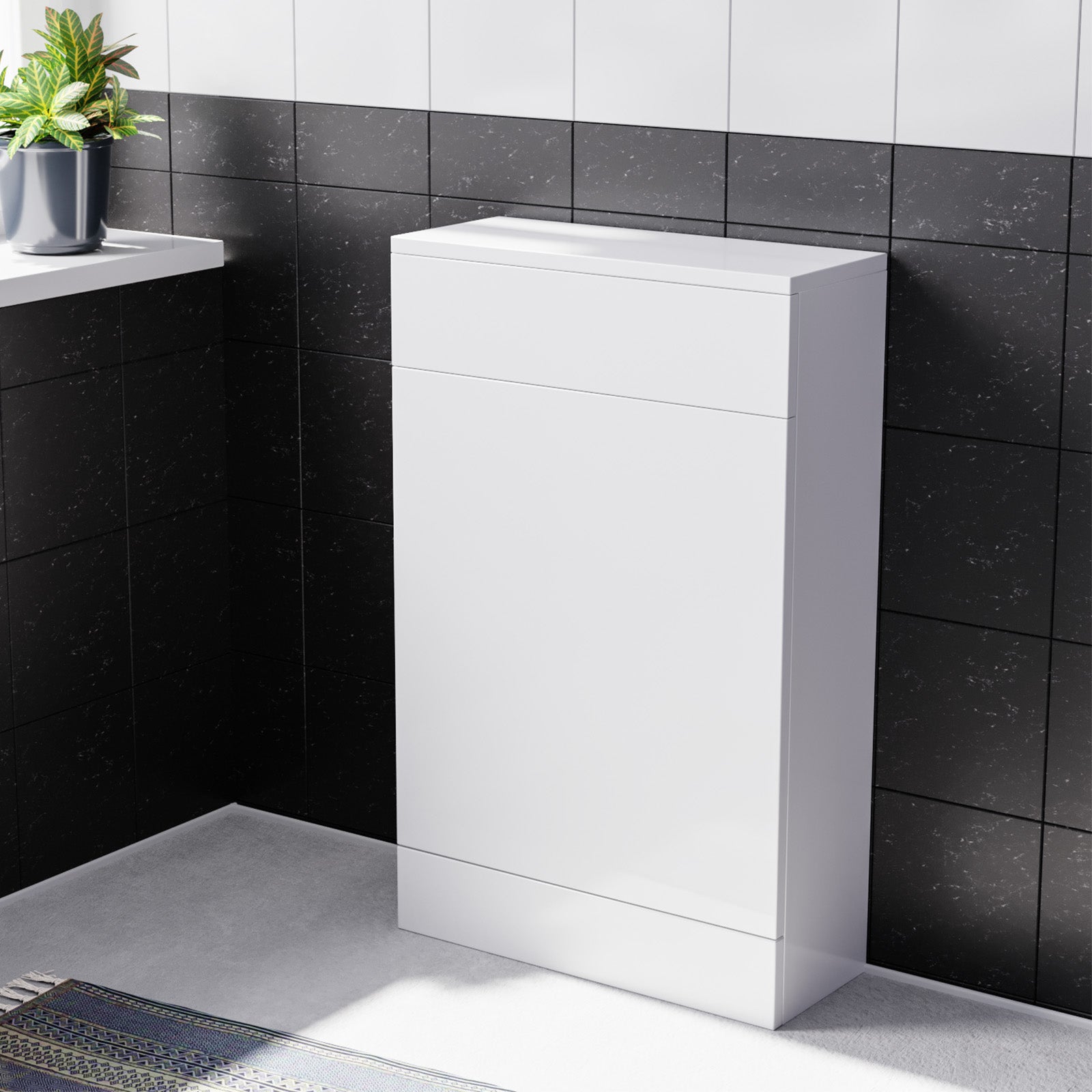 Nanuya Back To Wall White Gloss Toilet Cistern Unit W500mm x D200mm Flat Pack