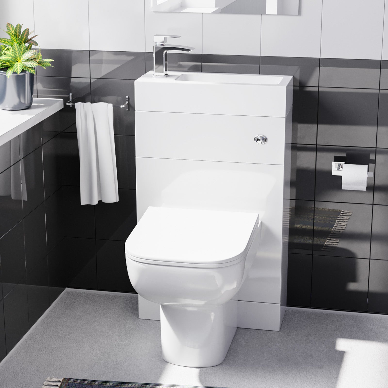 Eslo Compact Basin Combined 2-in-1 Back to Wall Toilet and WC Unit