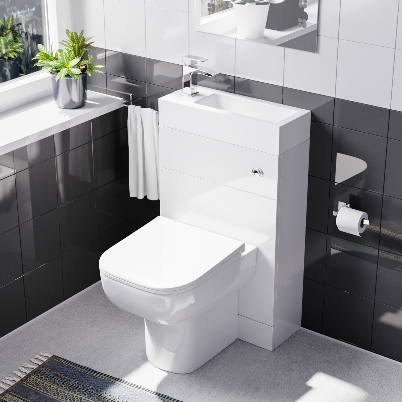 Eslo Compact Basin Combined 2-in-1 Back to Wall Toilet and WC Unit