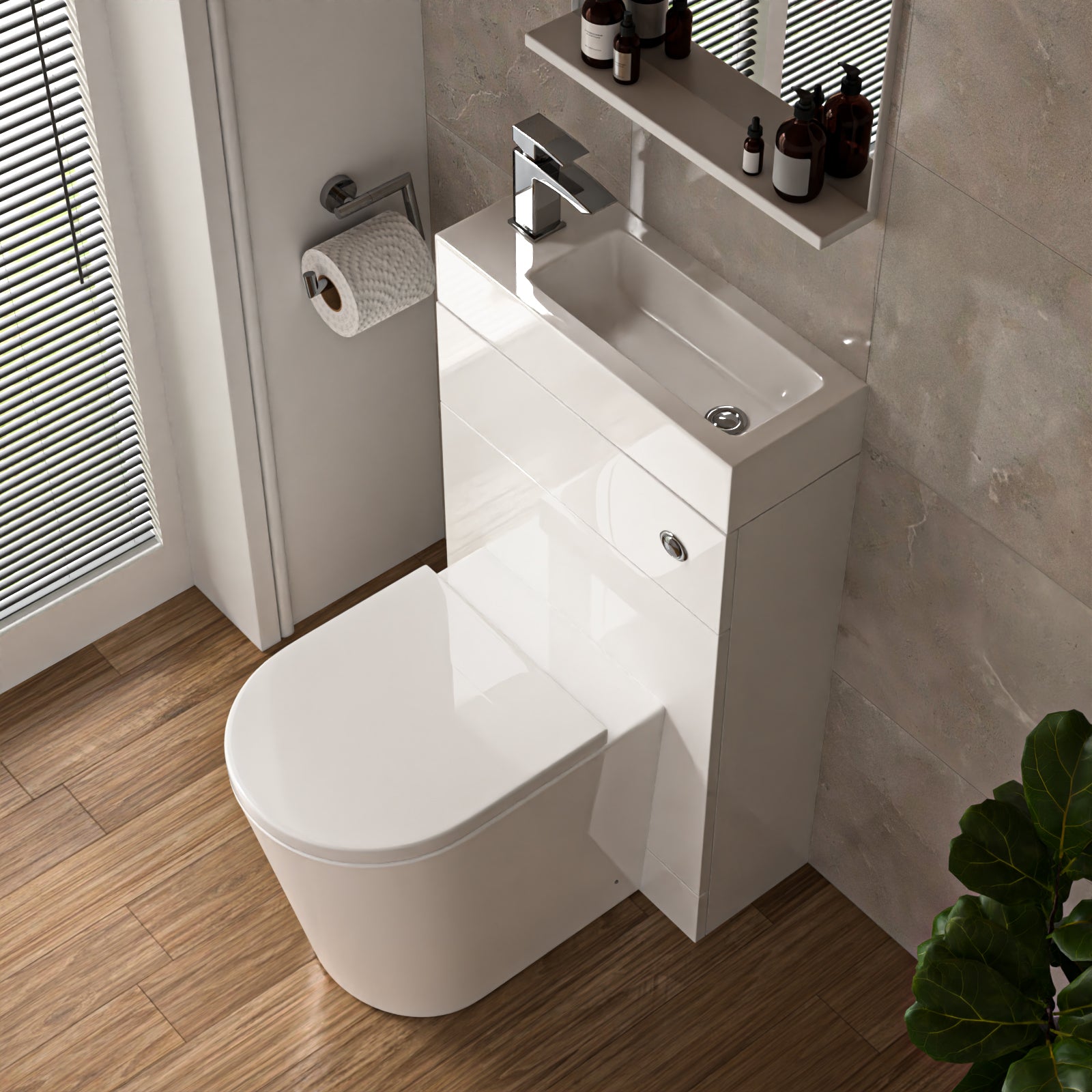 Eslo Compact 2-in-1 Back to Wall Toilet and WC Unit Combined Basin