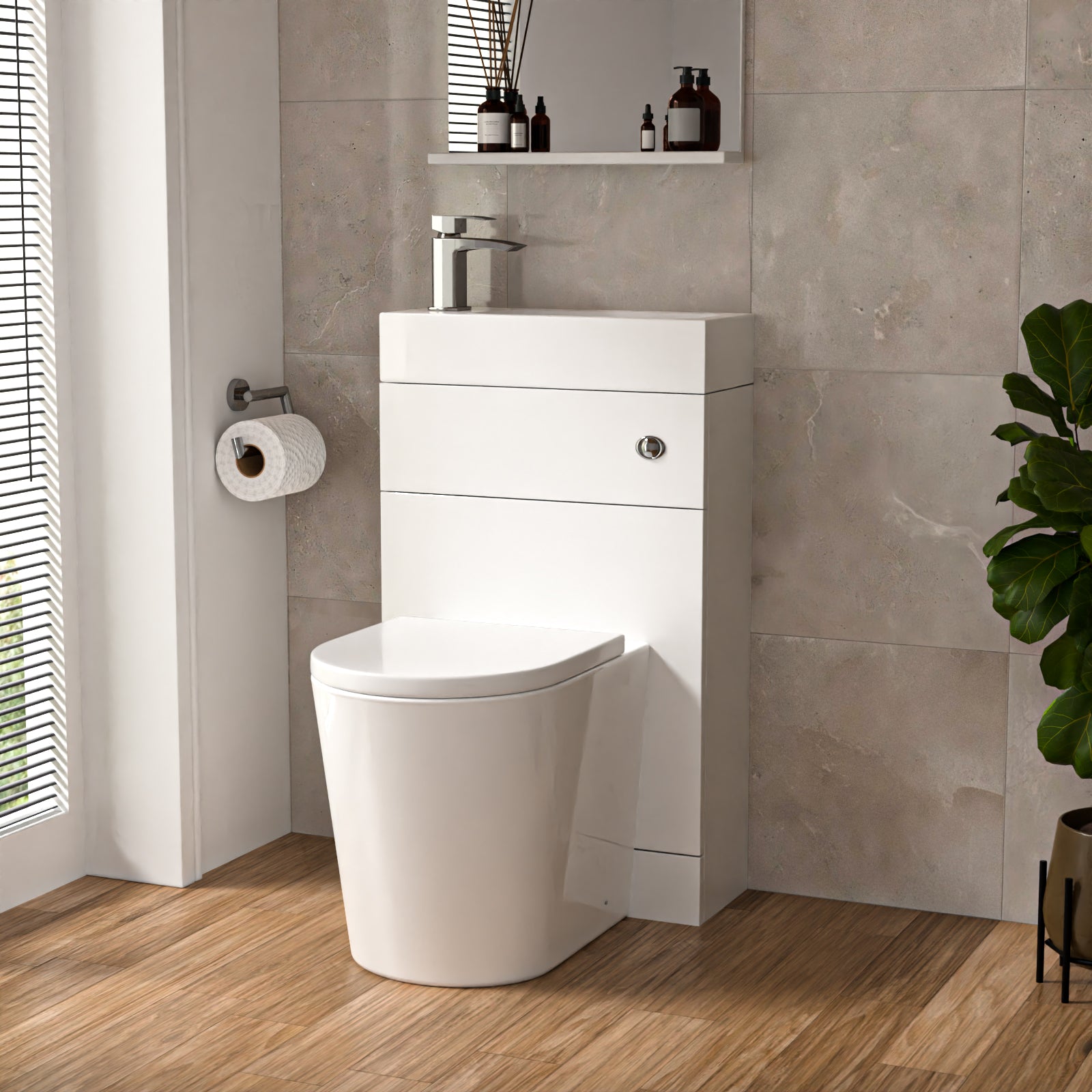 Eslo Compact 2-in-1 Back to Wall Toilet and WC Unit Combined Basin