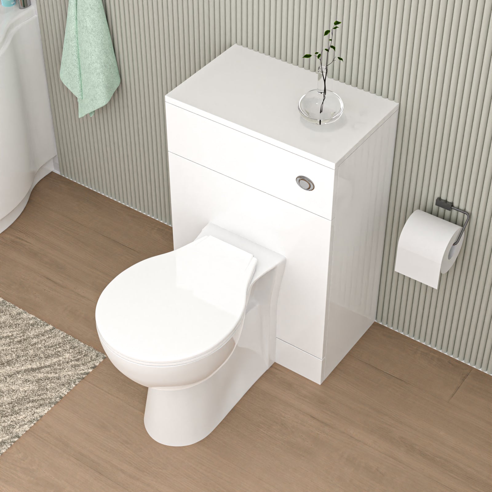 Linton 500mm Modern WC Unit & Ultra Standard Back To Wall Toilet With Cistern