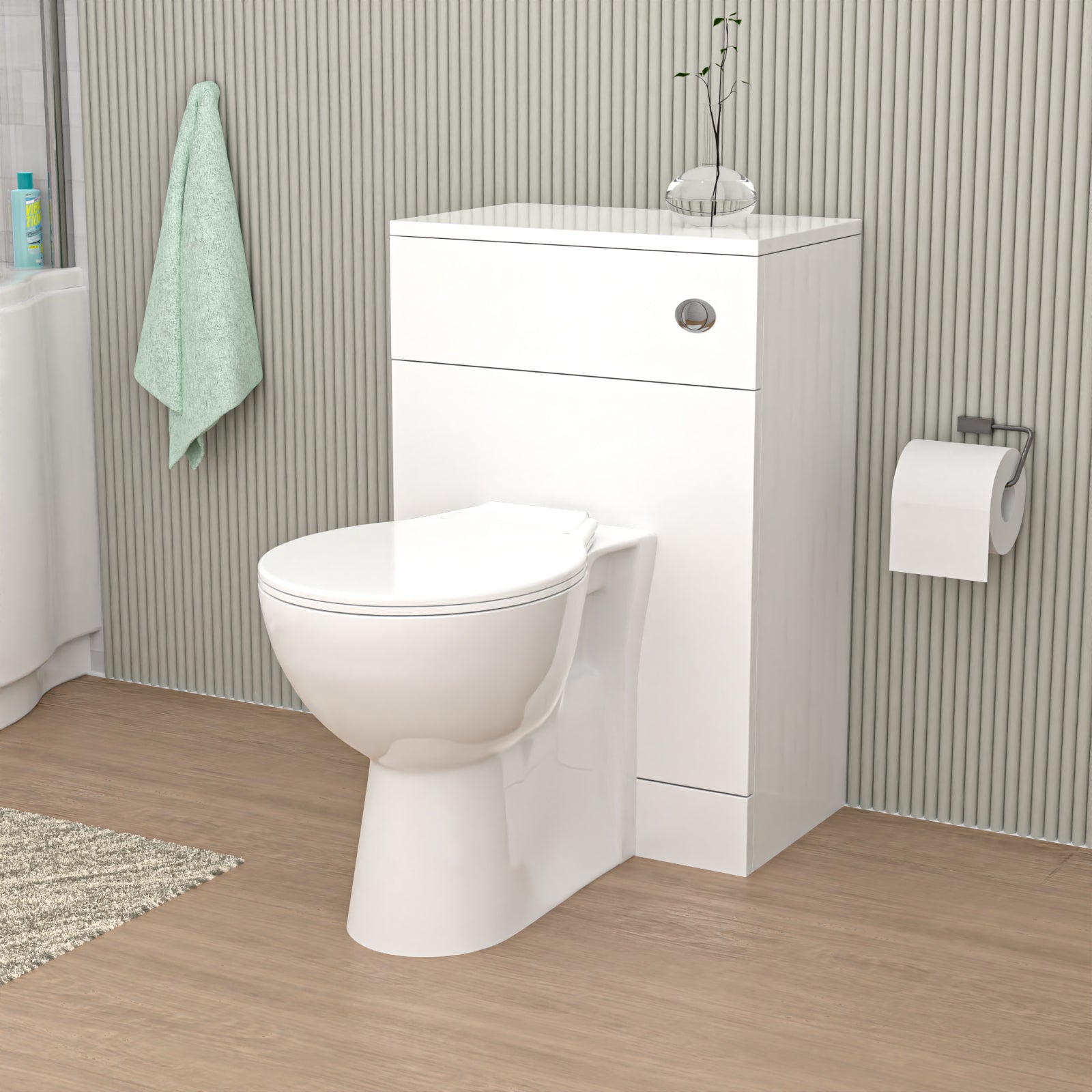 Linton 500mm Modern WC Unit & Ultra Standard Back To Wall Toilet With Cistern