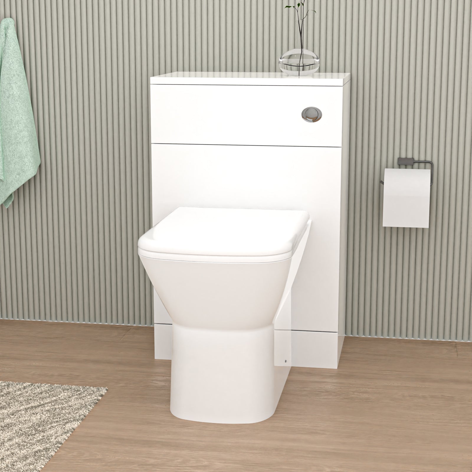 Louis 500mm WC Unit & Rimless Square Back To Wall Toilet With Cistern