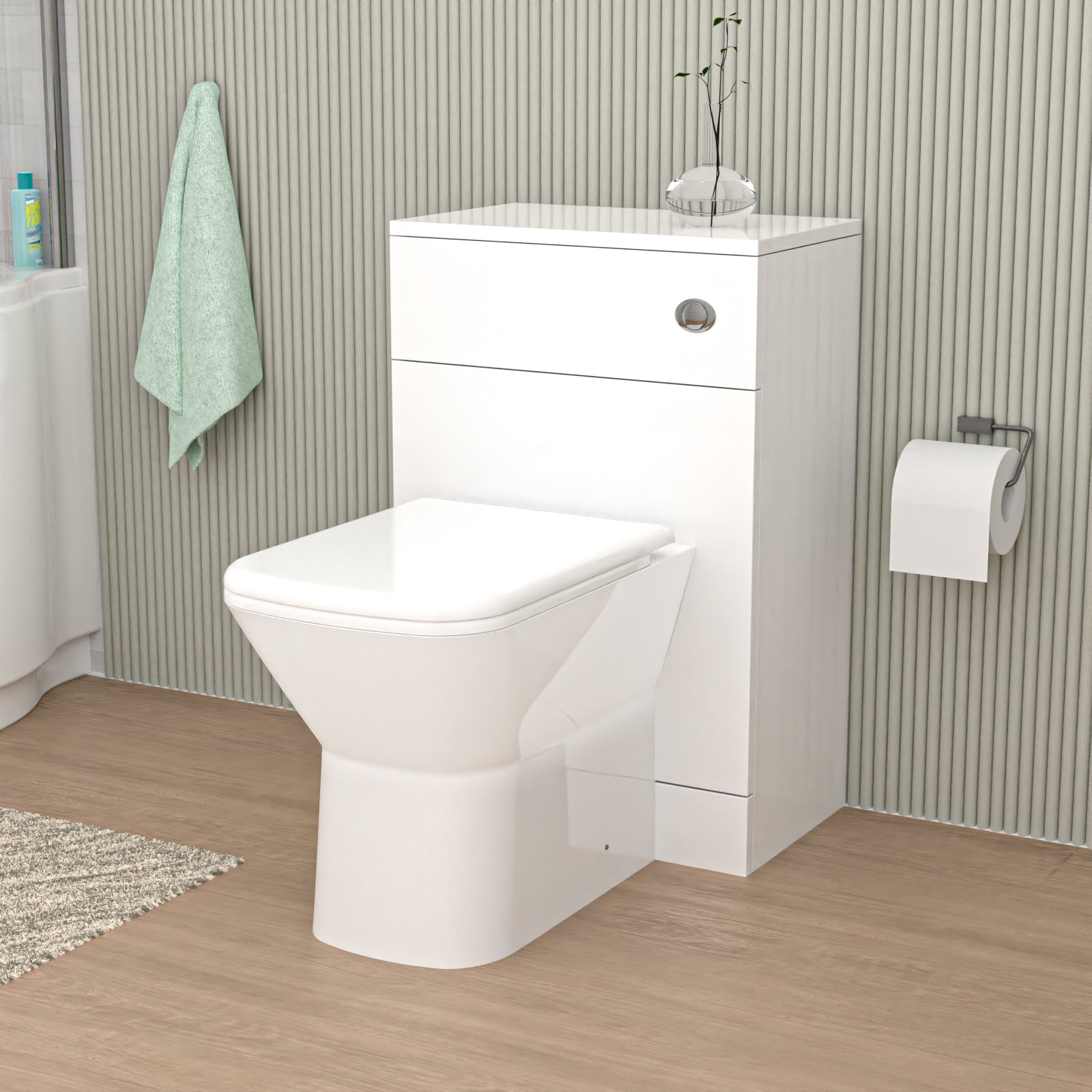 Louis 500mm WC Unit & Rimless Square Back To Wall Toilet With Cistern