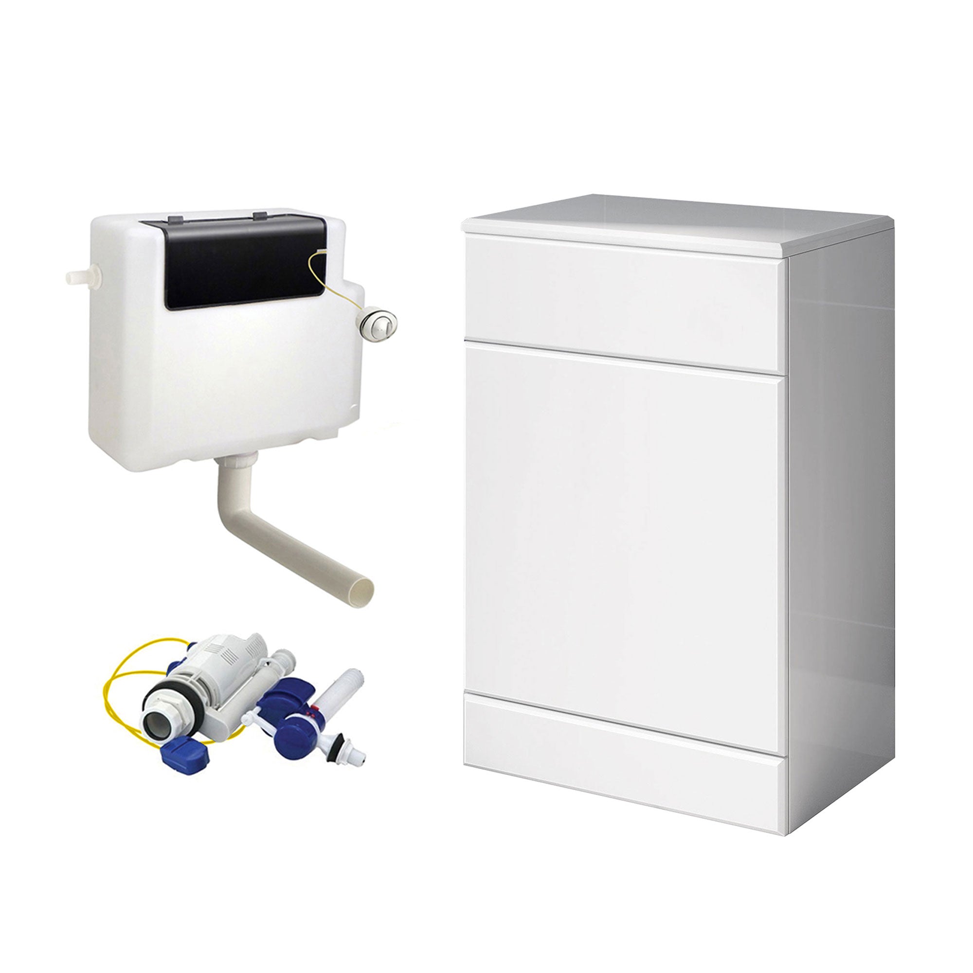 Ellen 500mm Back To Wall White Gloss Toilet Cistern Unit & Cistern