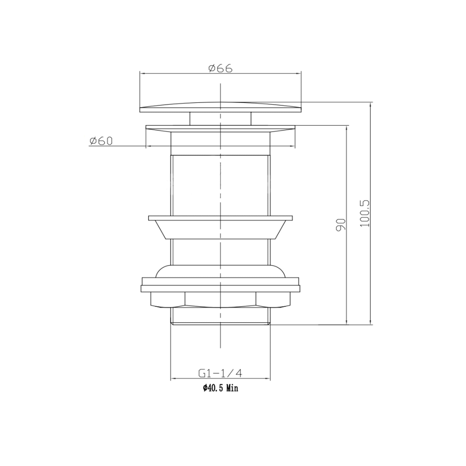Push Button Unslotted Basin Waste Sprung Brushed Brass