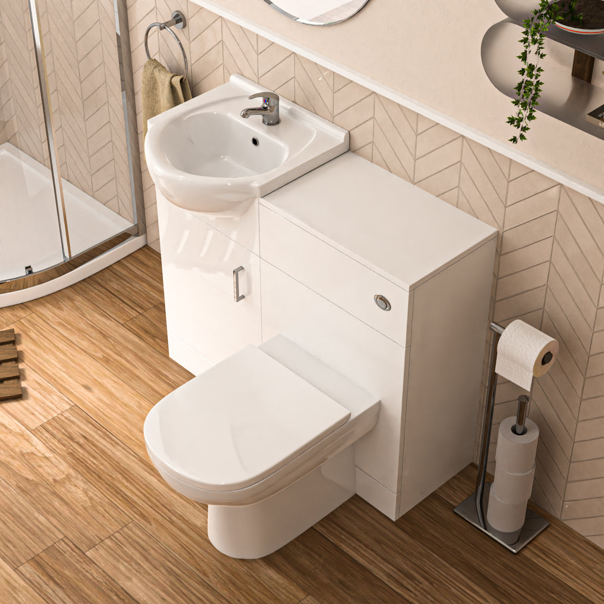 Shower Suite 450mm Vanity With Rimless BTW Toilet & Quadrant Enclosure