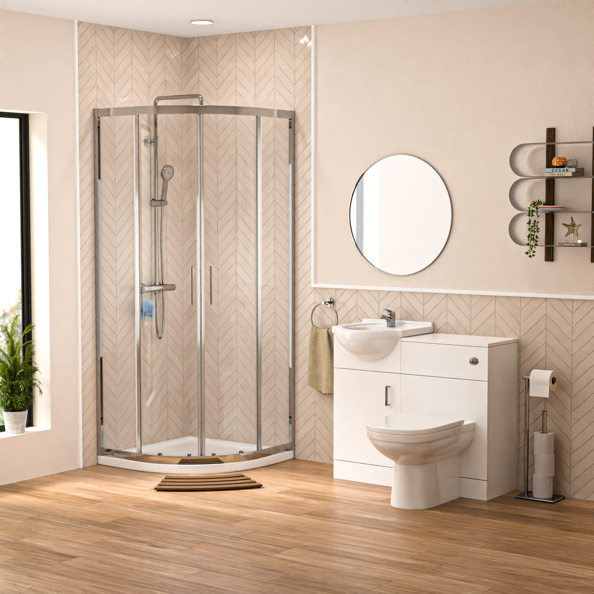 Shower Suite 450mm Vanity With Rimless BTW Toilet & Quadrant Enclosure