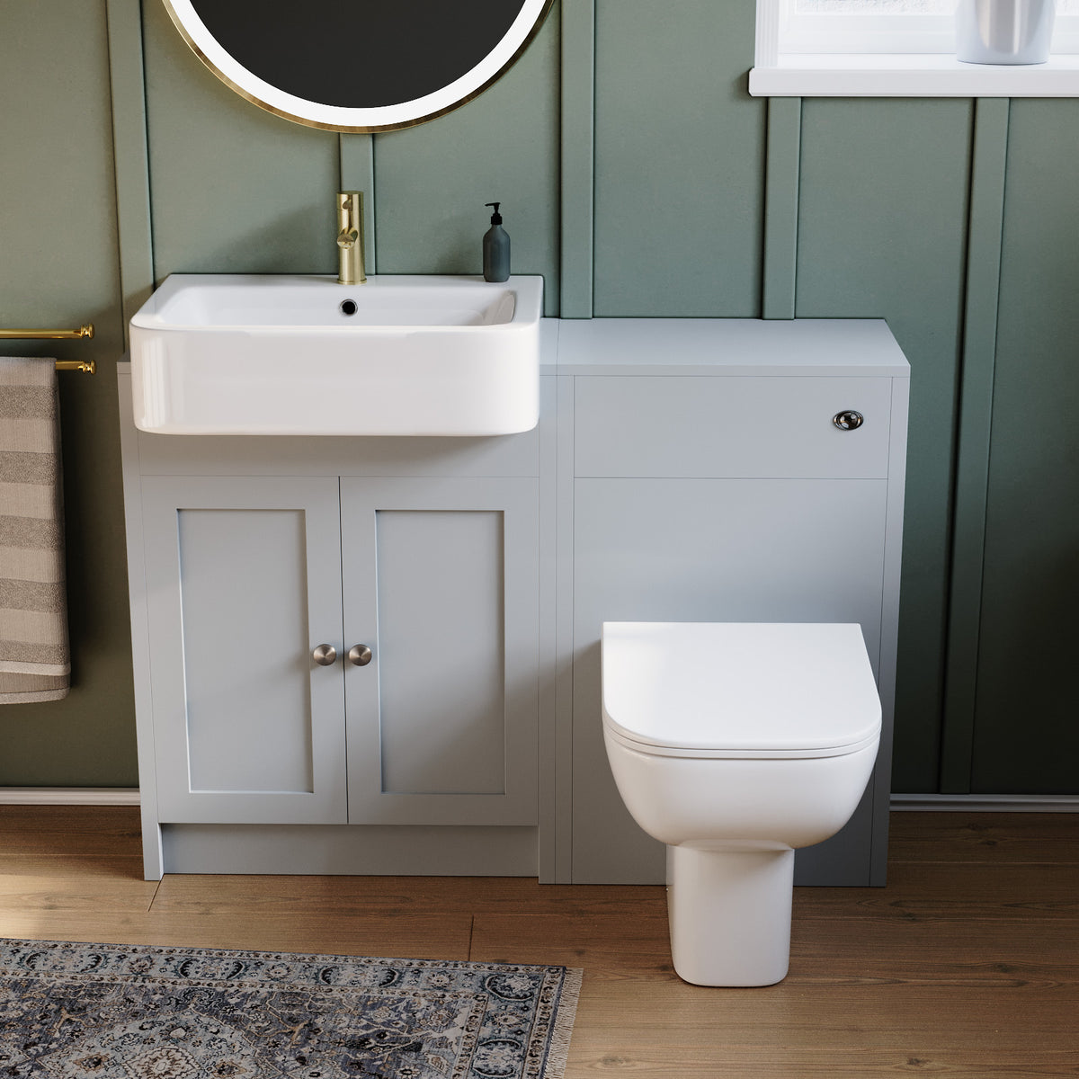 600mm Freestanding Traditional Vanity With Basin & WC With Rimless BTW Toilet