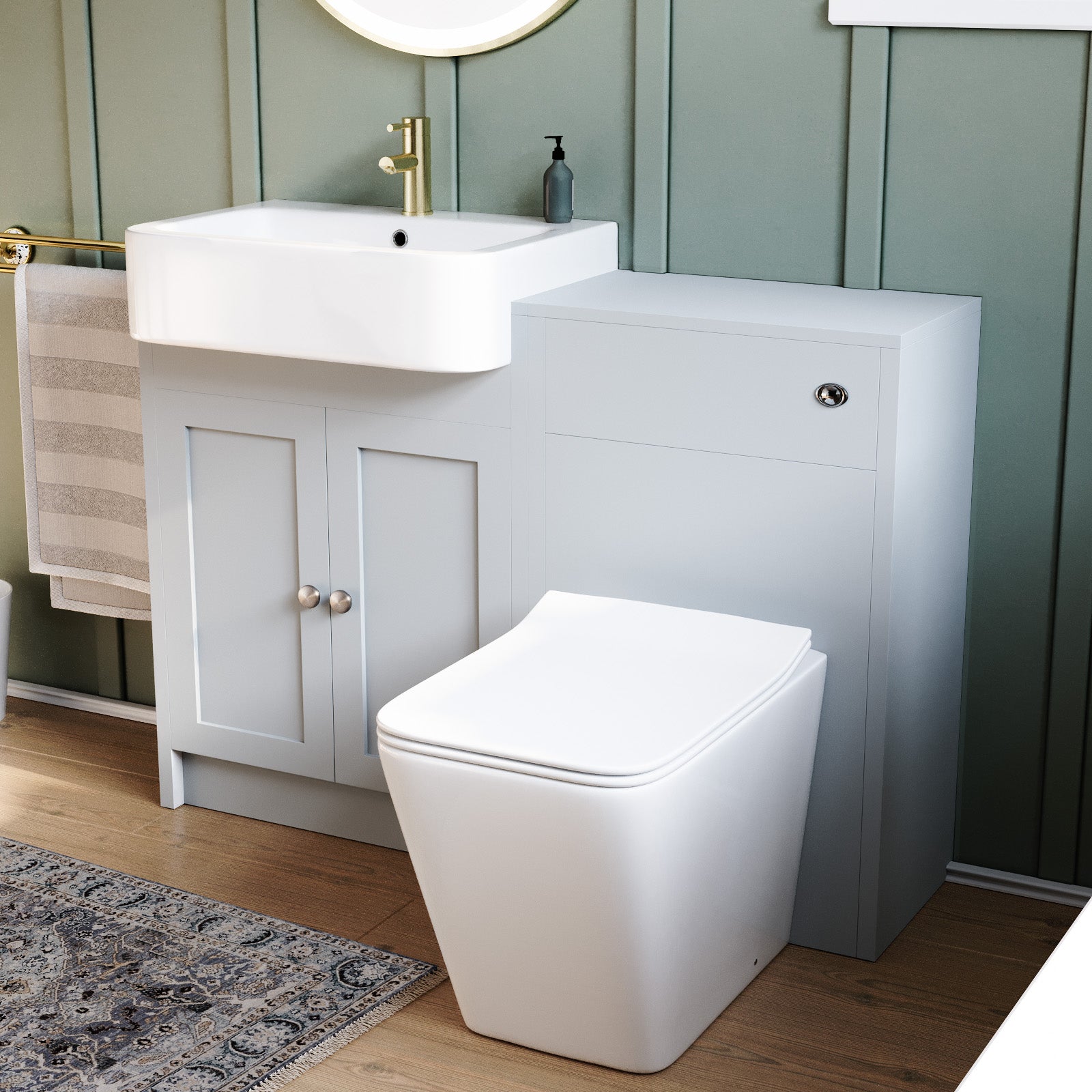 Matte Grey 1100mm Traditional Vanity Basin WC Unit & Toilet Set