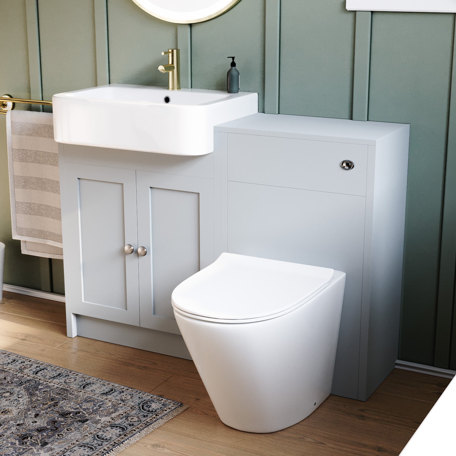 Matte Grey 1100mm Traditional Vanity Basin WC Unit & Toilet Unit