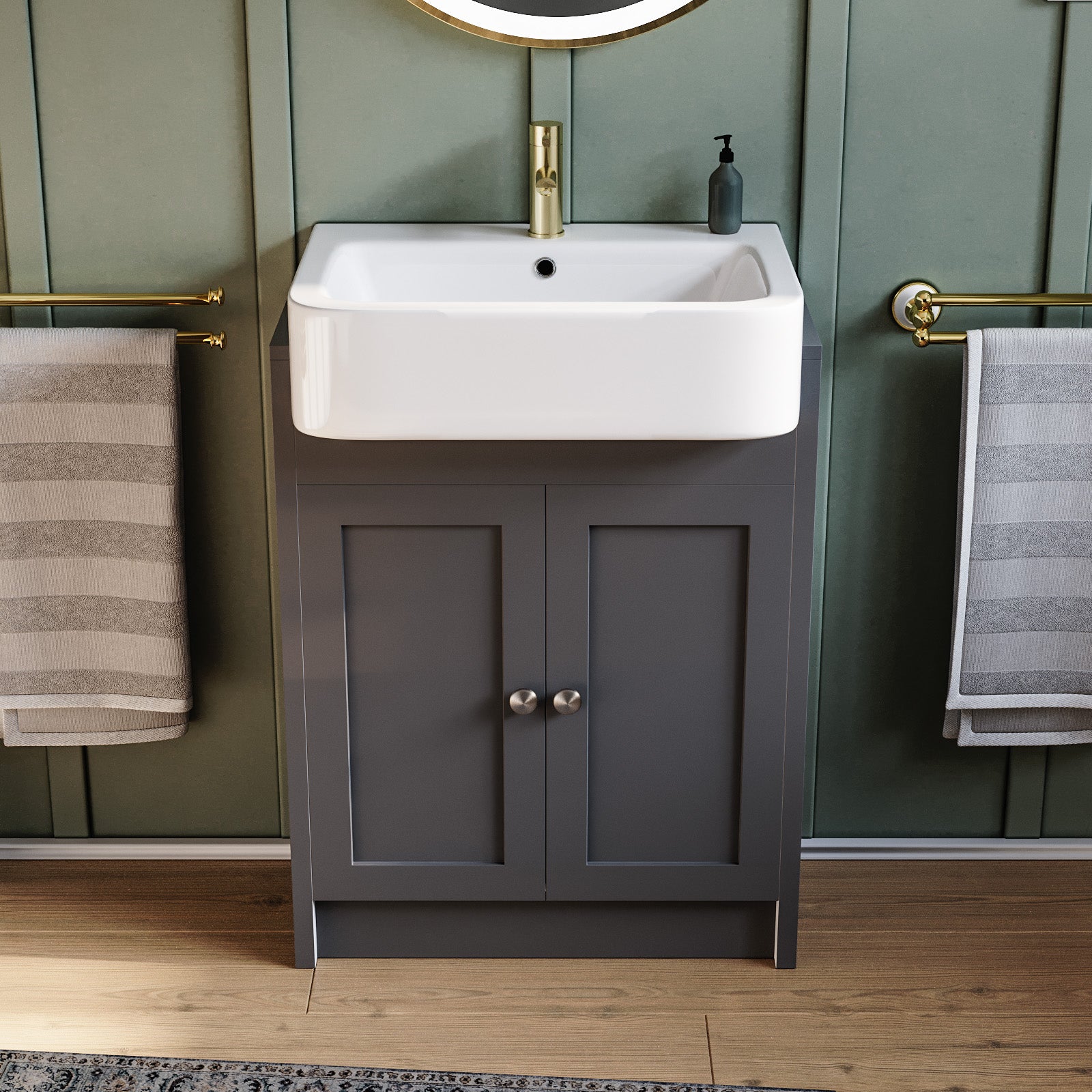 Camberly 600 Basin Unit Anthracite with Chelford Ceramic Basin