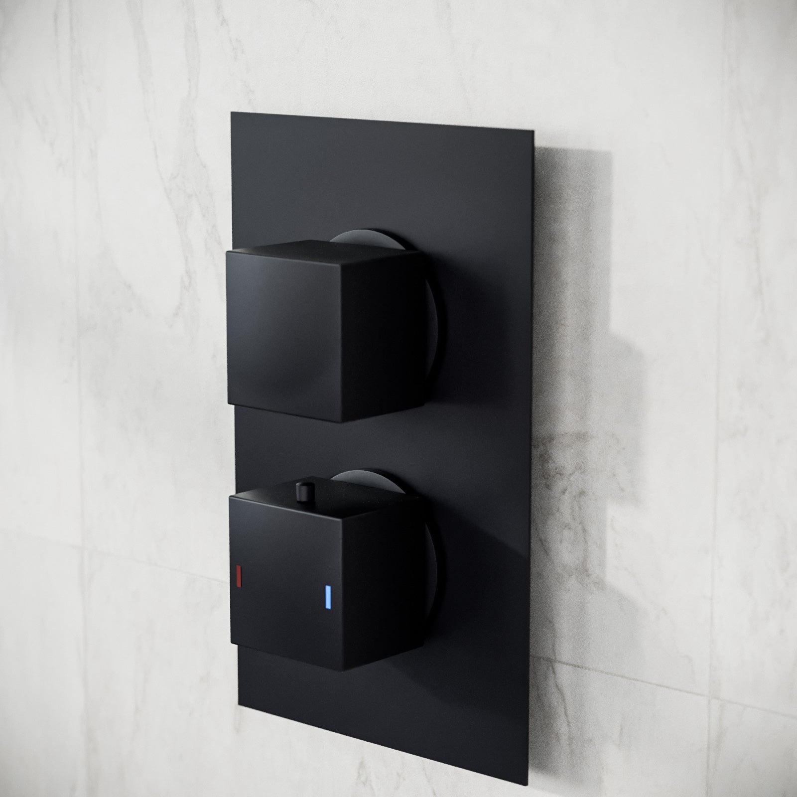 Twin Head Matte Black Rainfall Shower Concealed Mixer Valve Inc Hand Held Set