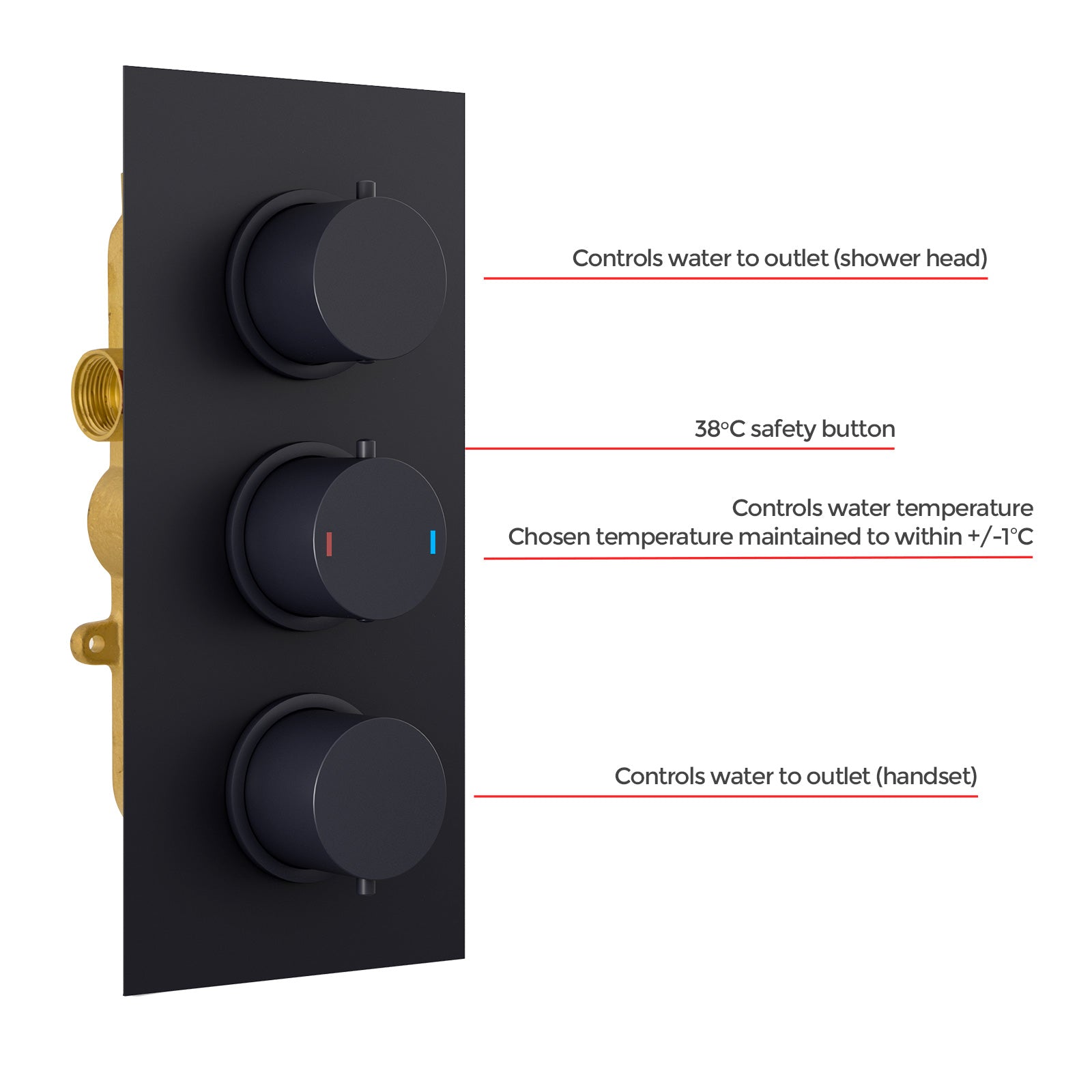 Temel 2-Way Overhead Shower And Matte Black Raiser Rail With Handset Set