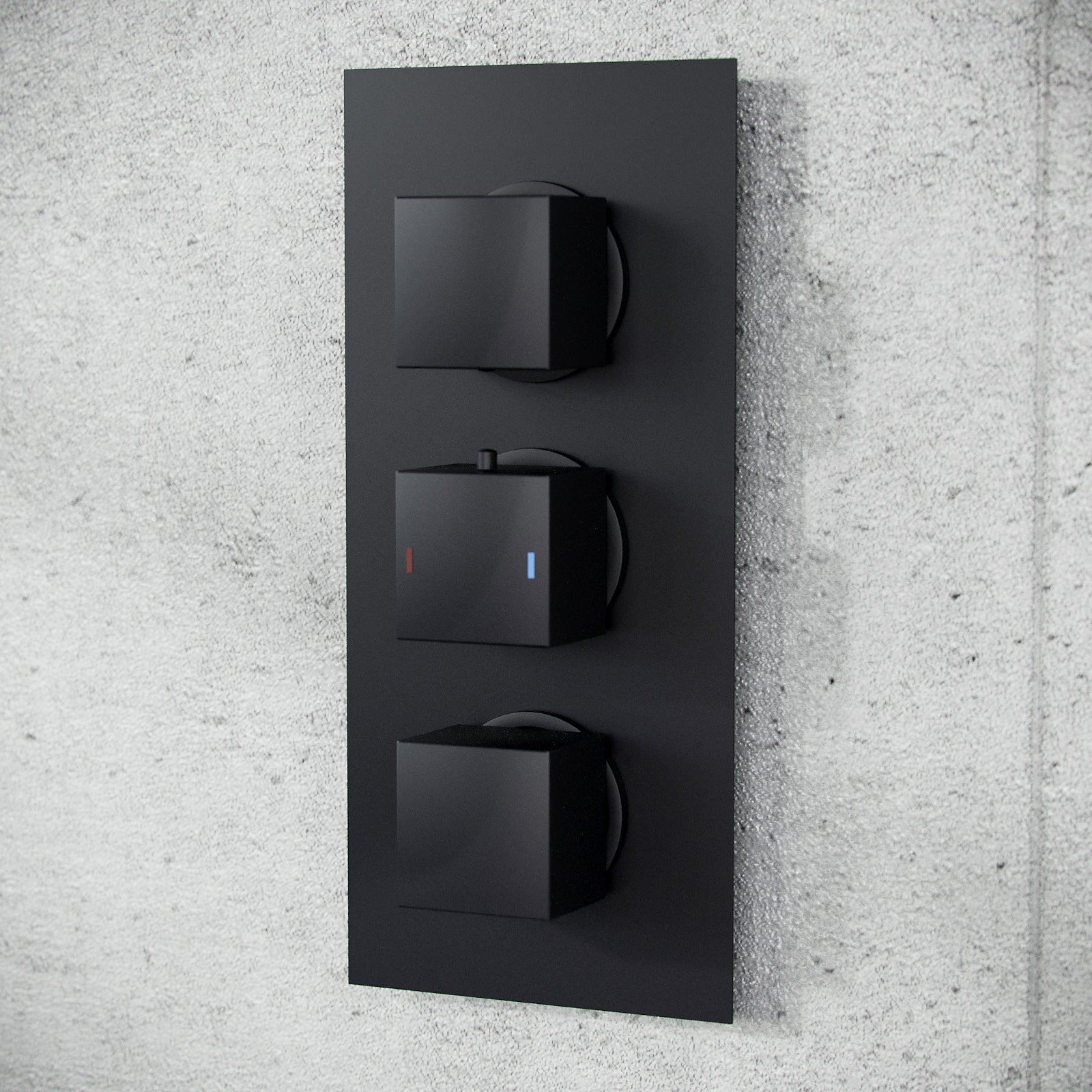 Temel Twin Head Matte Black Rainfall Shower Concealed Mixer Valve 3 Dial 2 Way