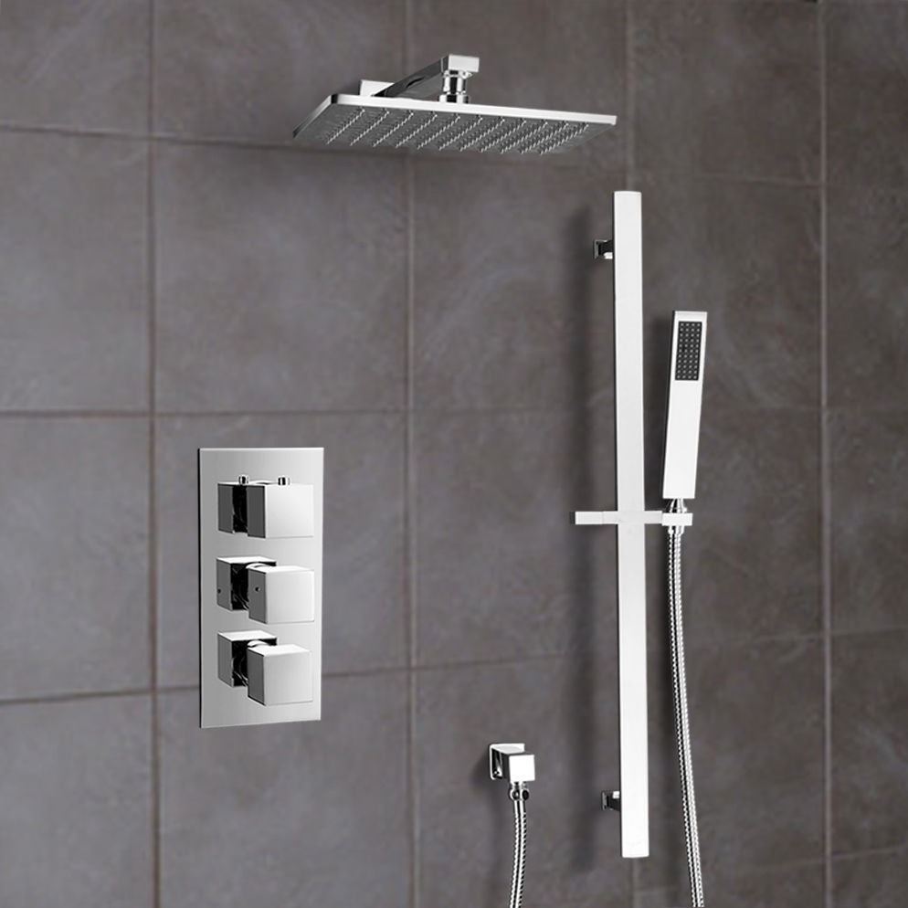 Cameo 3 Dial 2 Way Square Set - Shower Head & Rail Handset