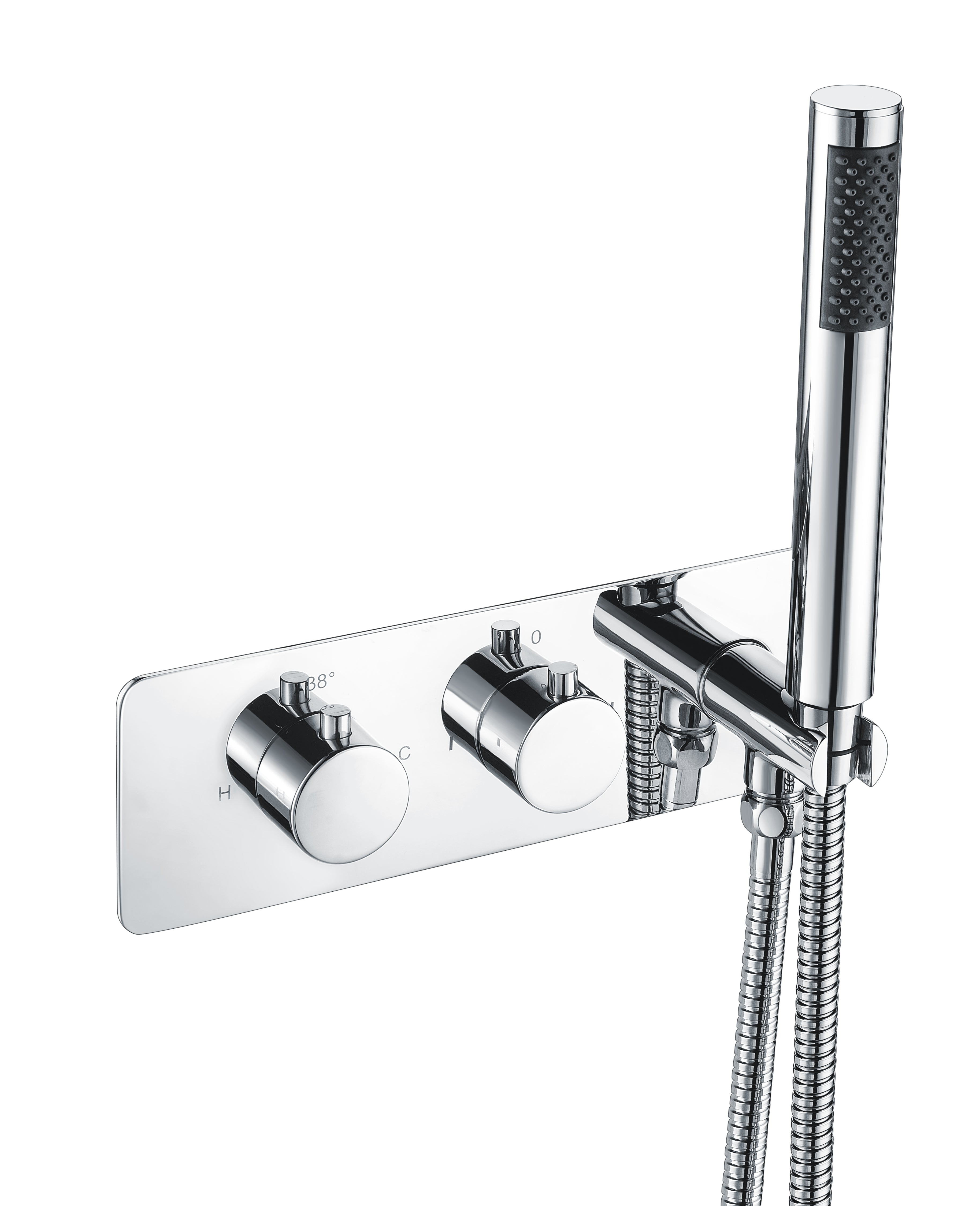 2 Dial 2 Way Round Thermostatic Concealed Valve Diverter & Shower Handset