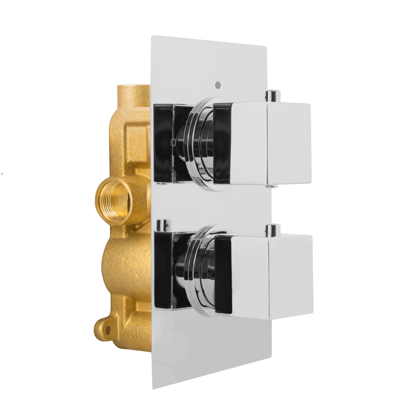 Chrome Square 2 Dial 1 Way Concealed Thermostatic Shower Mixer Valve