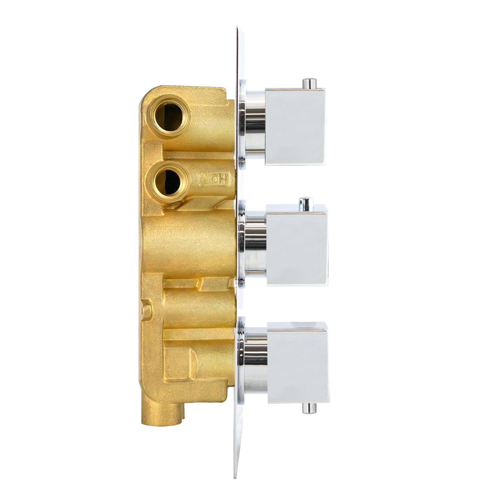 Olive 3 Dial 3 Outlet Concealed Thermostatic Shower - Square- Refined Valve