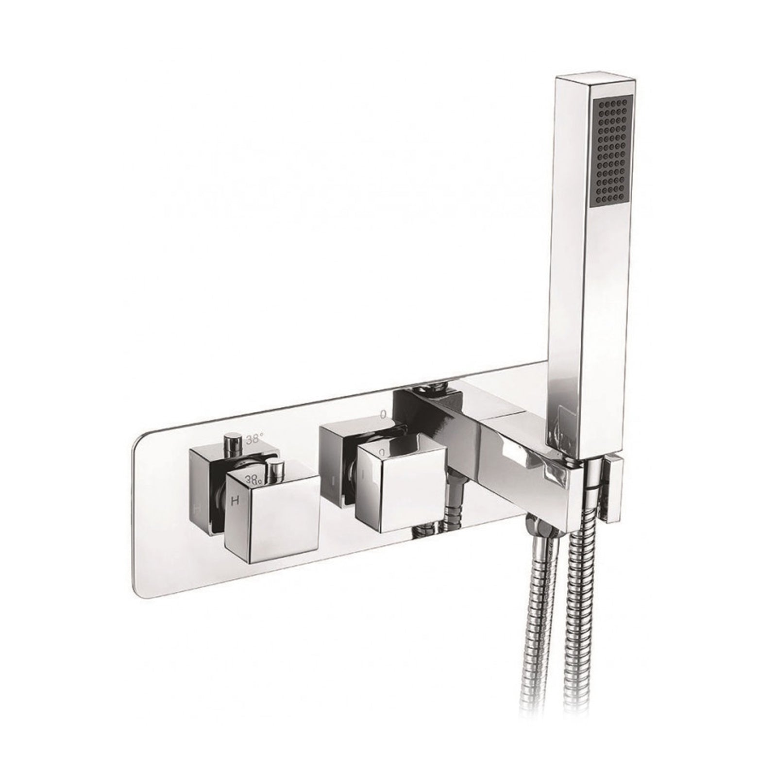 Square Wall Mounted Thermostatic Shower Valve with Handset