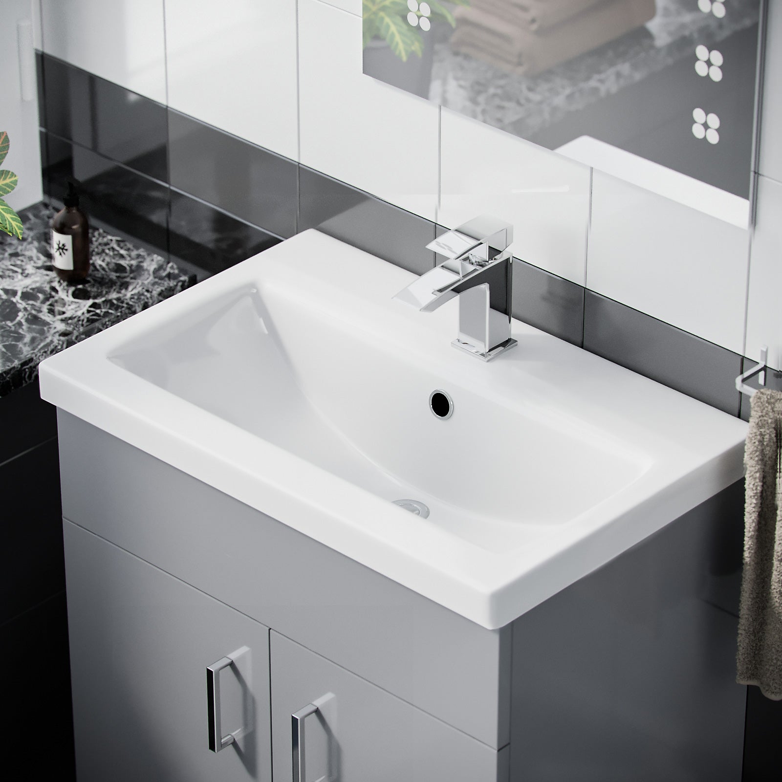 Nanuya Grey 600mm Basin Floor Standing Vanity Unit