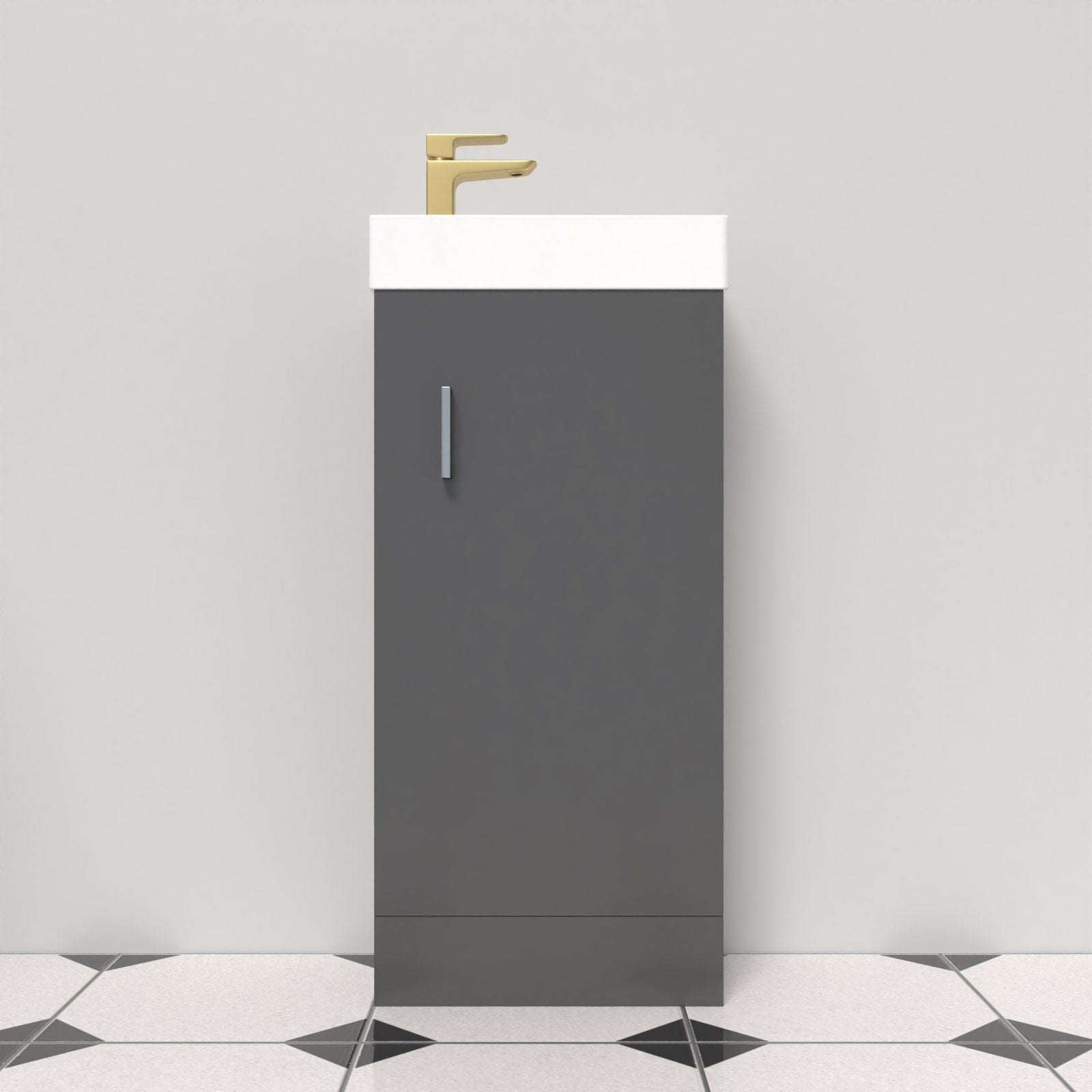 Nanuya Dark Grey Floorstanding 400mm Vanity Unit & Square Basin Mixer Tap