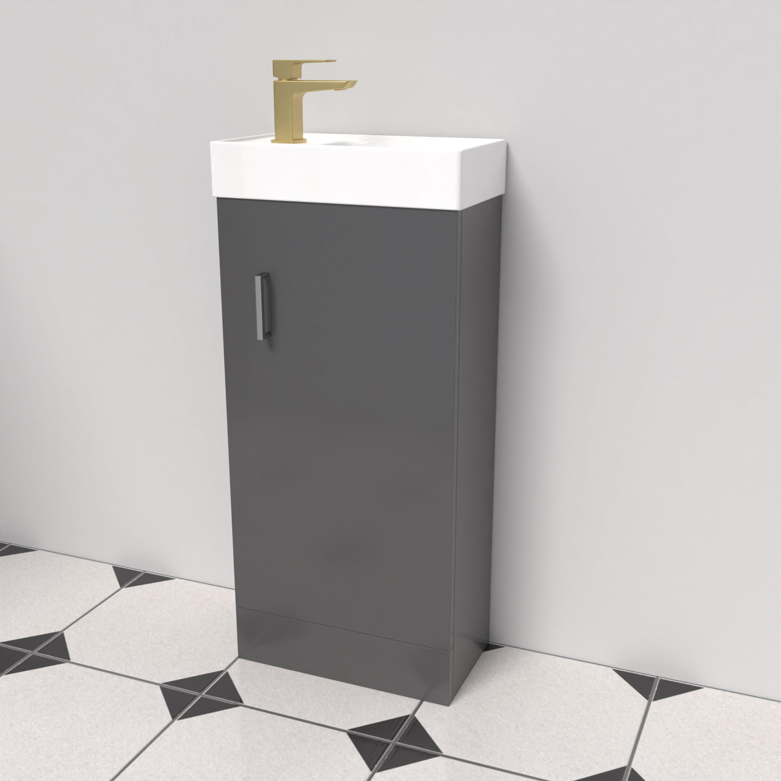 Nanuya Dark Grey Floorstanding 400mm Vanity Unit & Square Basin Mixer Tap