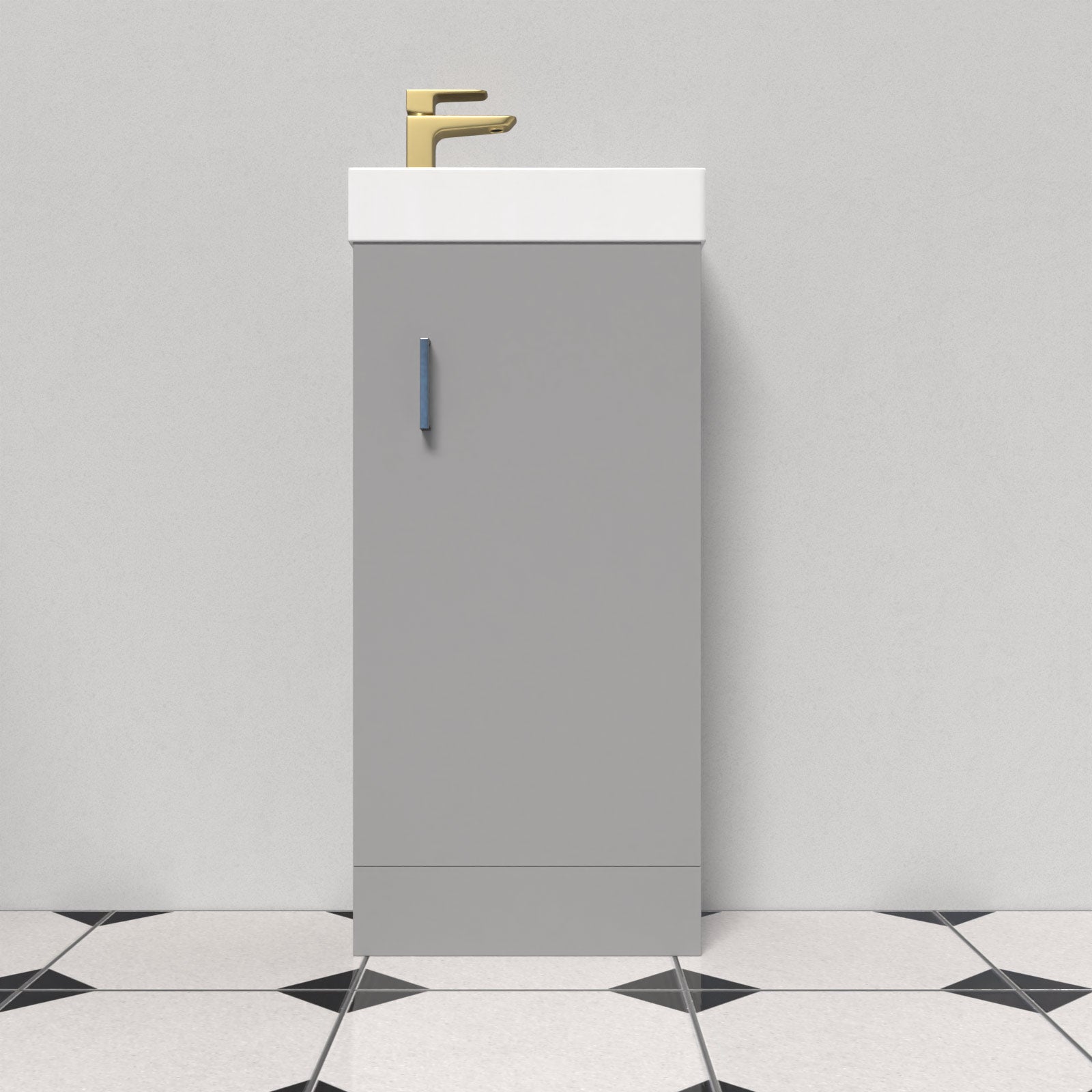 Nanuya Grey Floorstanding 400mm Vanity Unit & Square Basin Mixer Tap