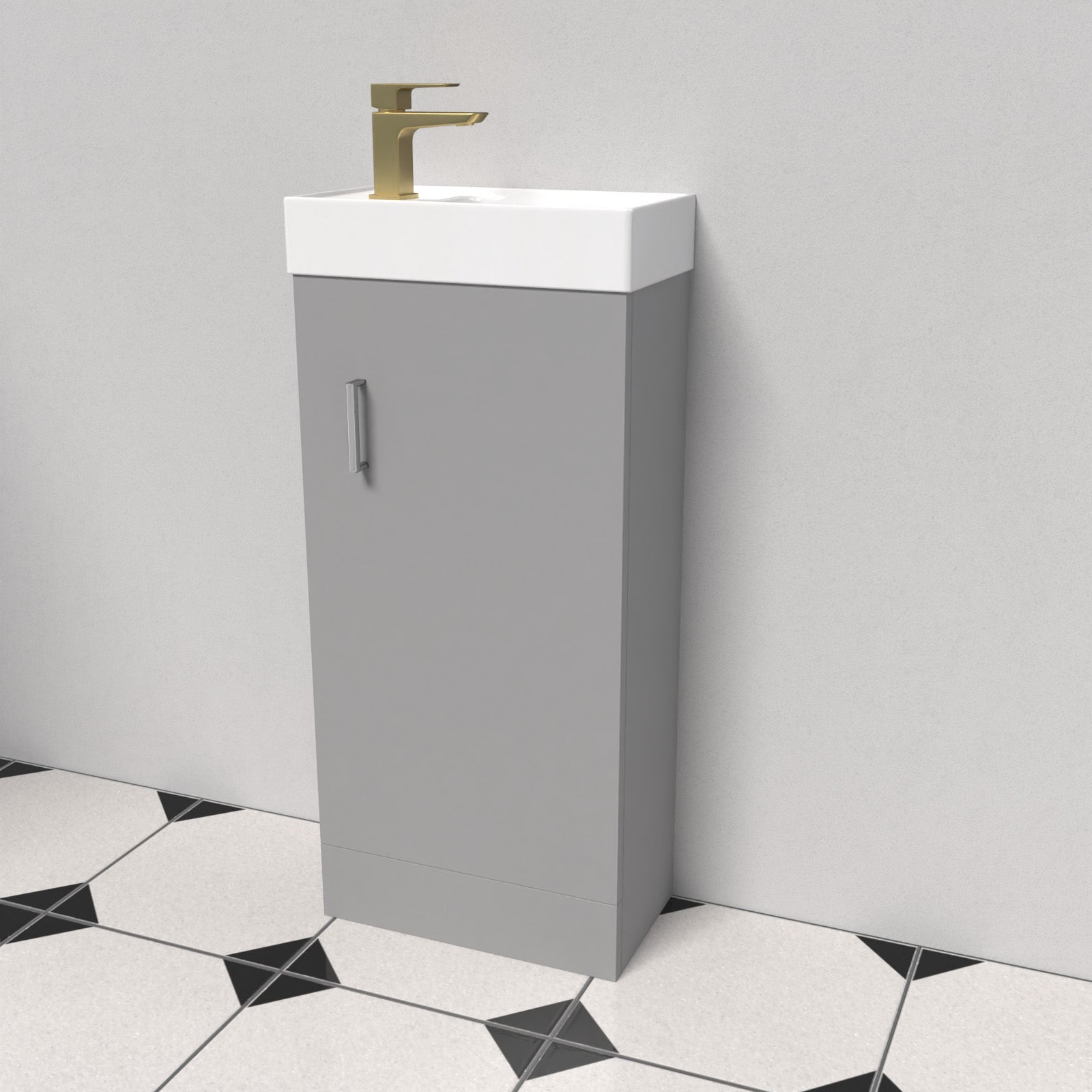 Nanuya Grey Floorstanding 400mm Vanity Unit & Square Basin Mixer Tap