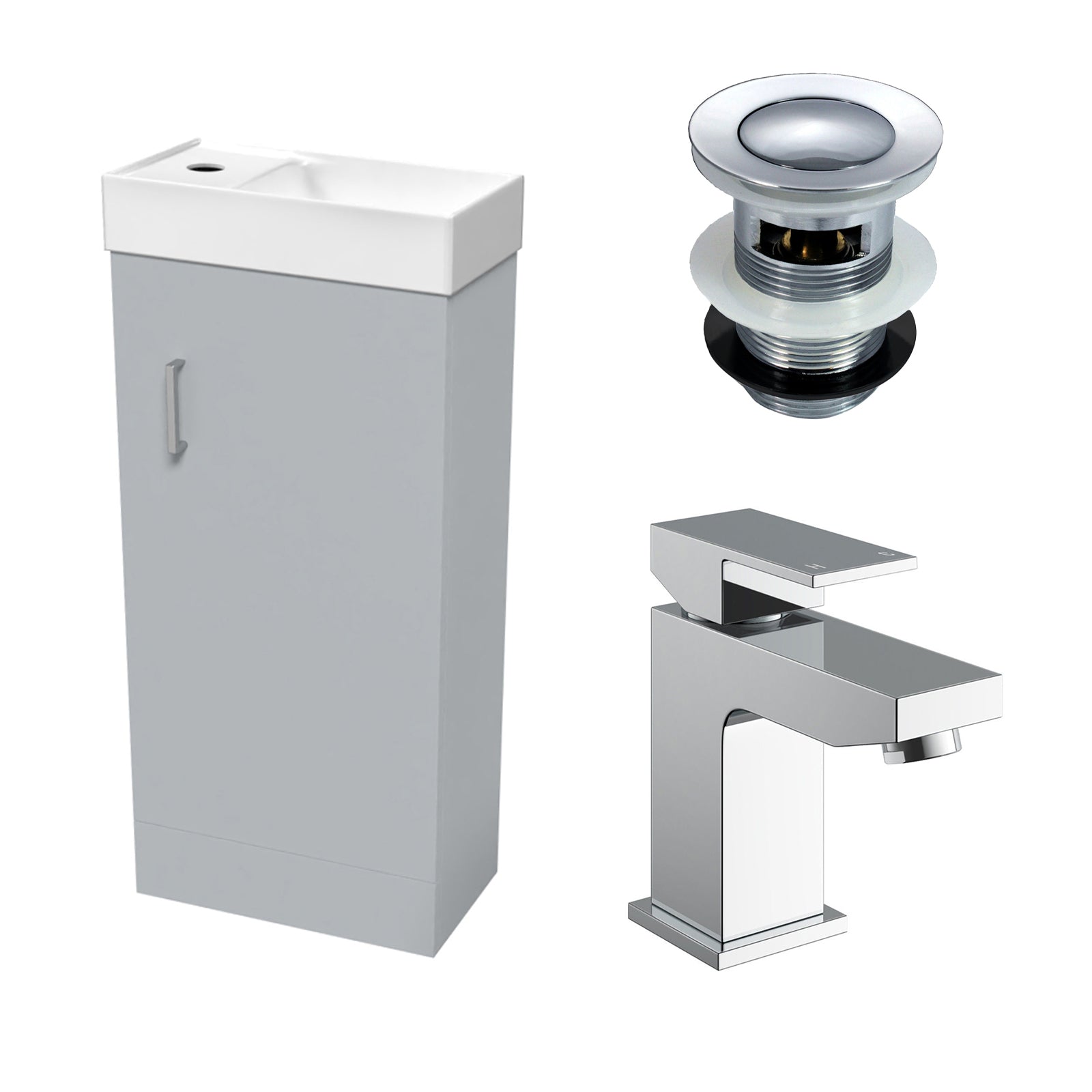 Nanuya Matte Grey 400mm Cloakroom Vanity Basin Unit Basin Mixer Tap & Waste