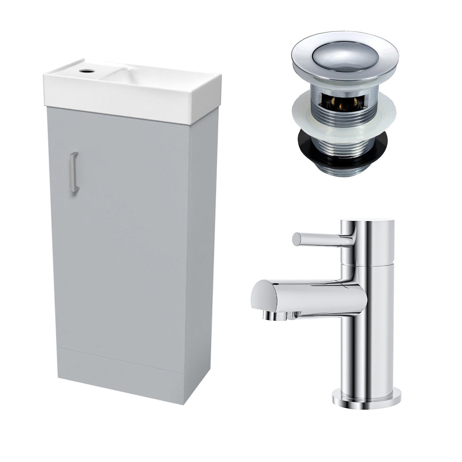 Nanuya Matte Grey 400mm Cloakroom Vanity Basin Unit Mixer Tap & Waste