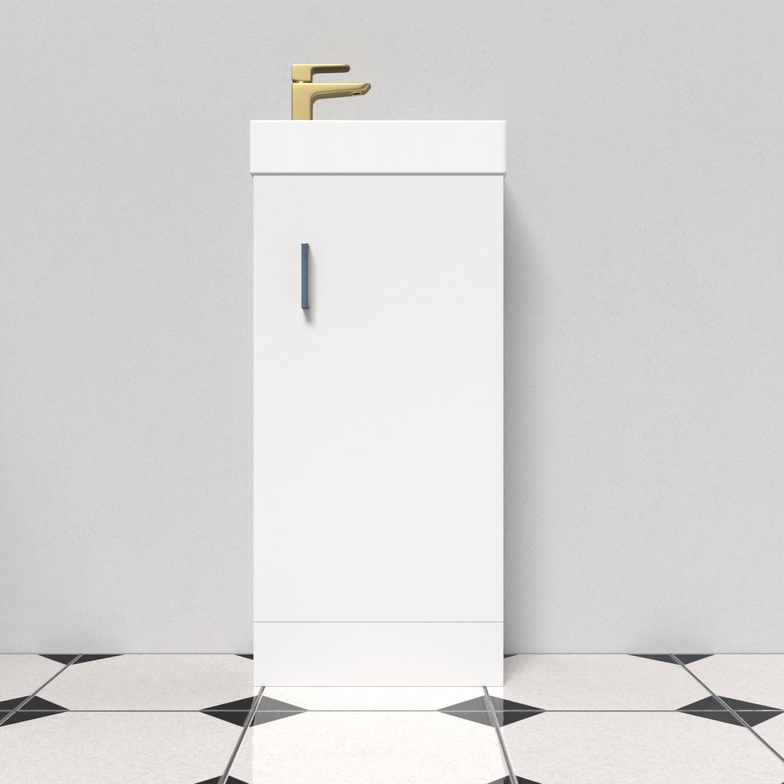 Nanuya White Floorstanding 400mm Vanity Unit & Square Basin Mixer Tap