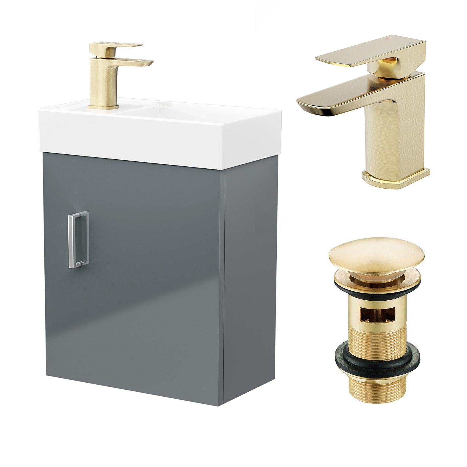 Nanuya Dark Grey Wall Hung 400mm Vanity Unit & Square Basin Mono Mixer Tap
