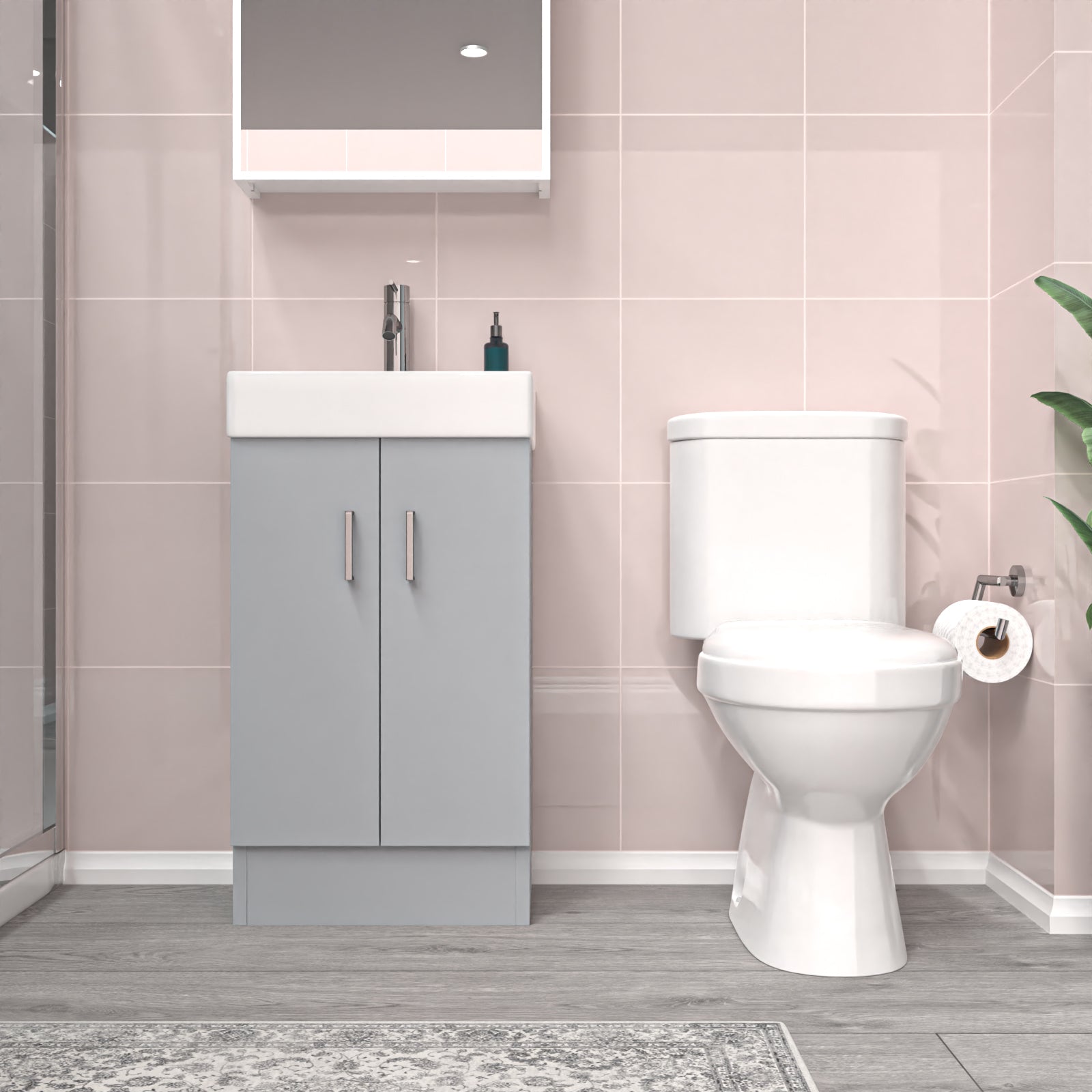 Nanuya Matte Grey 450mm Freestanding Basin Vanity Unit & Toilet Flat Pack