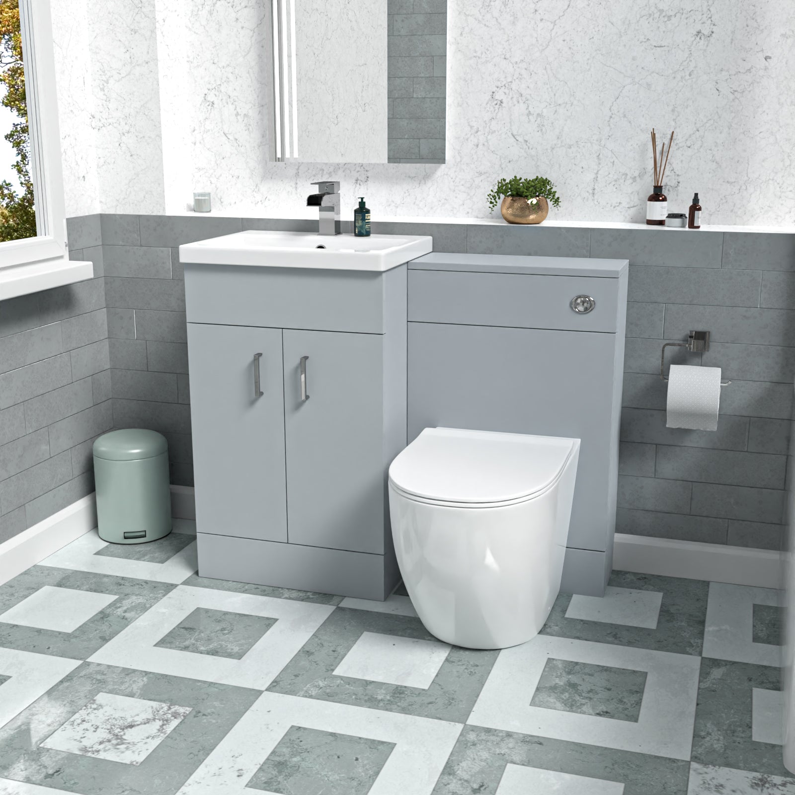 Nanuya 1000mm Freestanding Matte Grey Basin Vanity & Back To Wall Toilet