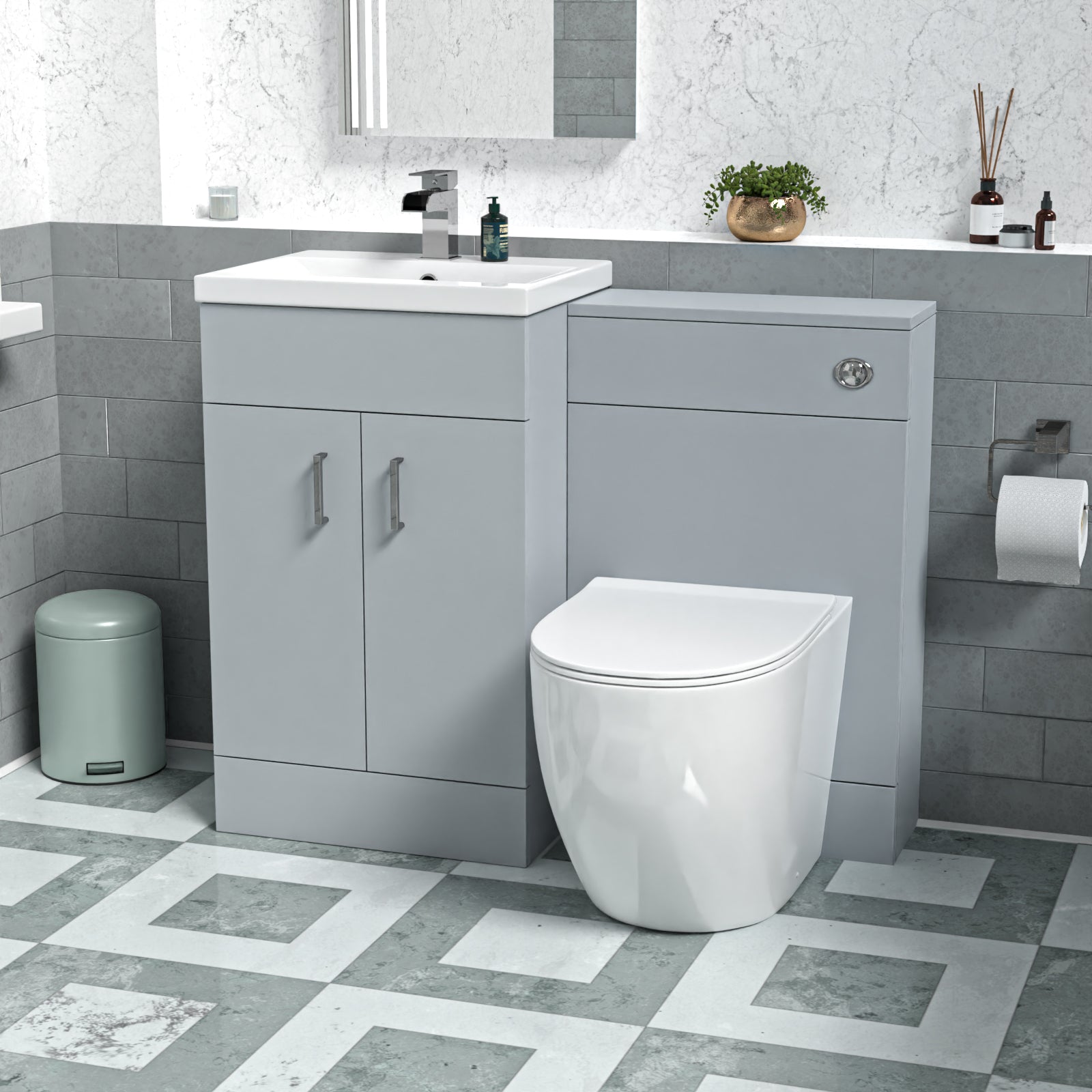 Nanuya 1000mm Freestanding Matte Grey Basin Vanity & Back To Wall Toilet