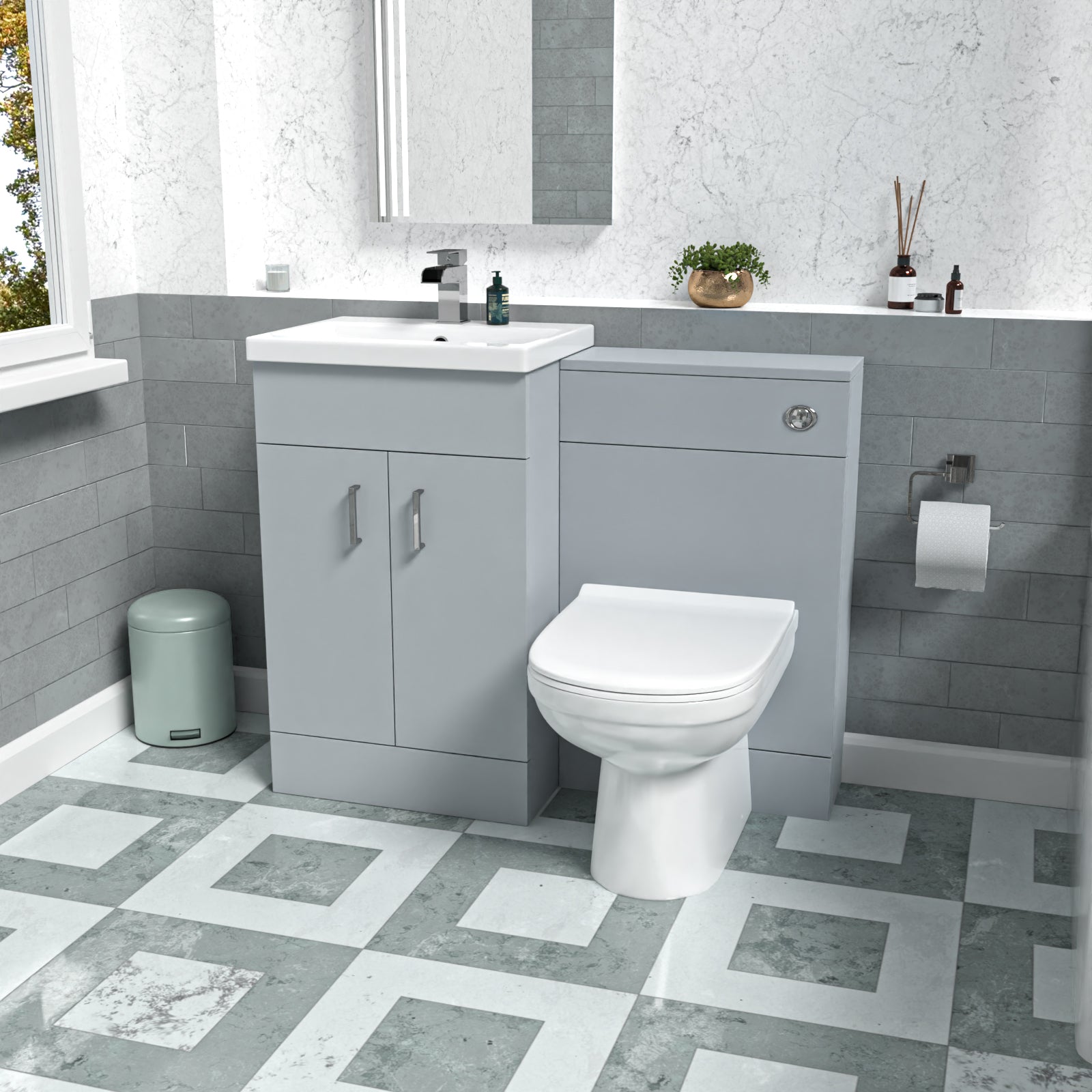 Nanuya Matte Grey 1000mm Basin Vanity & WC Unit & Back to Wall Toilet Flat Pack