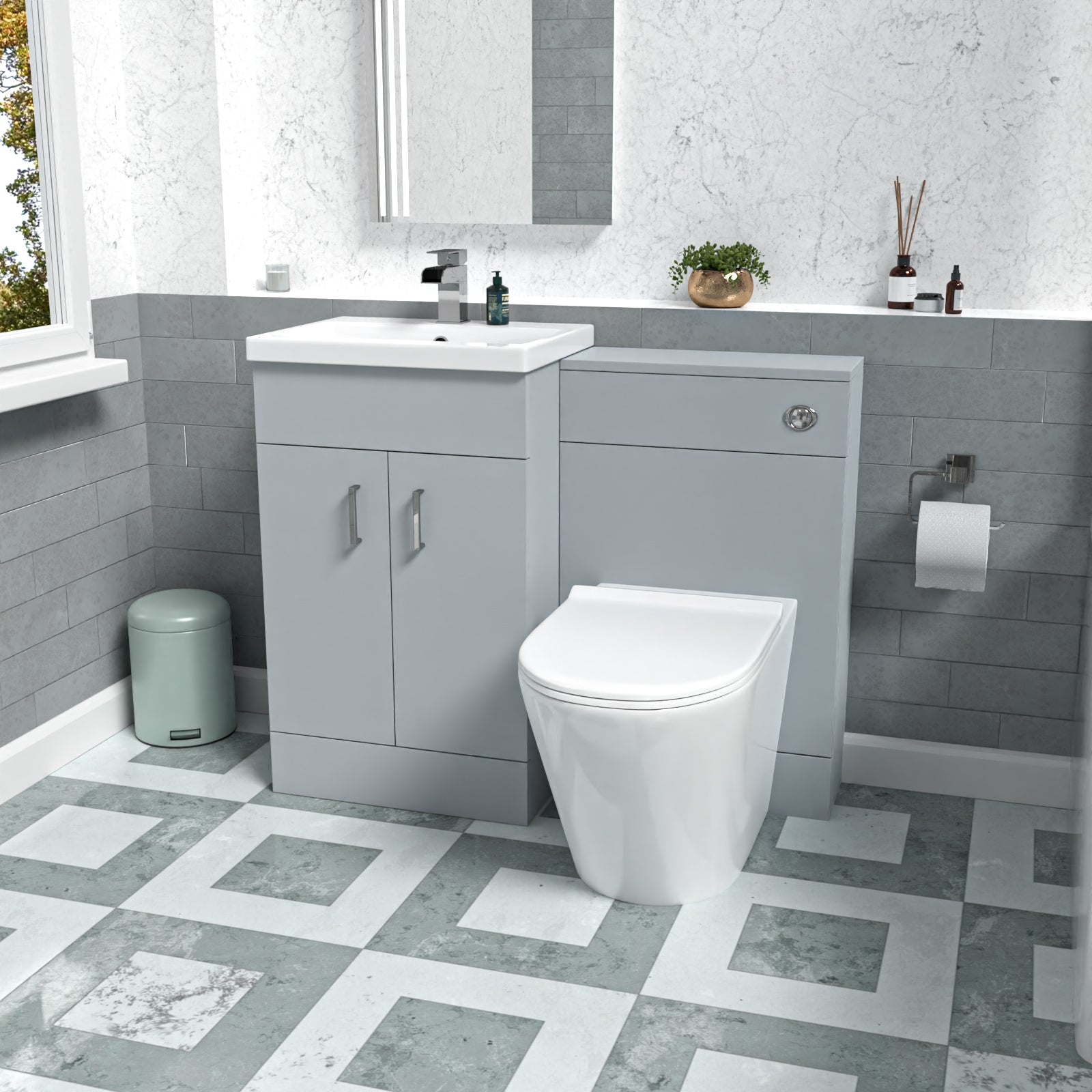 Nanuya Matte Grey 1000mm Vanity Basin WC Vanity Unit & BTW Toilet