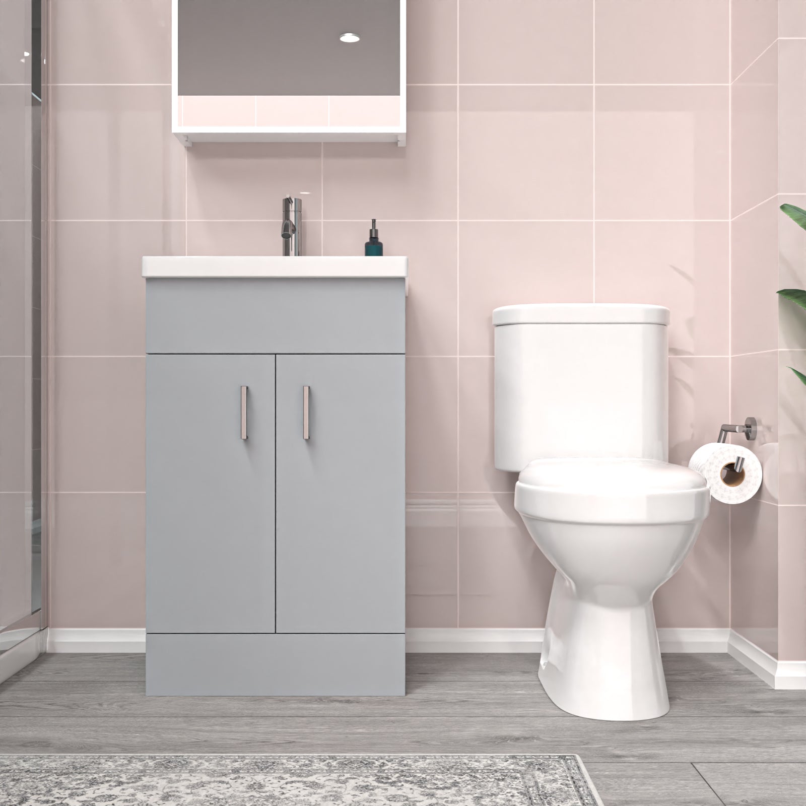 Nanuya Matte Grey 500 mm Flat Pack Basin Vanity Unit & Toilet