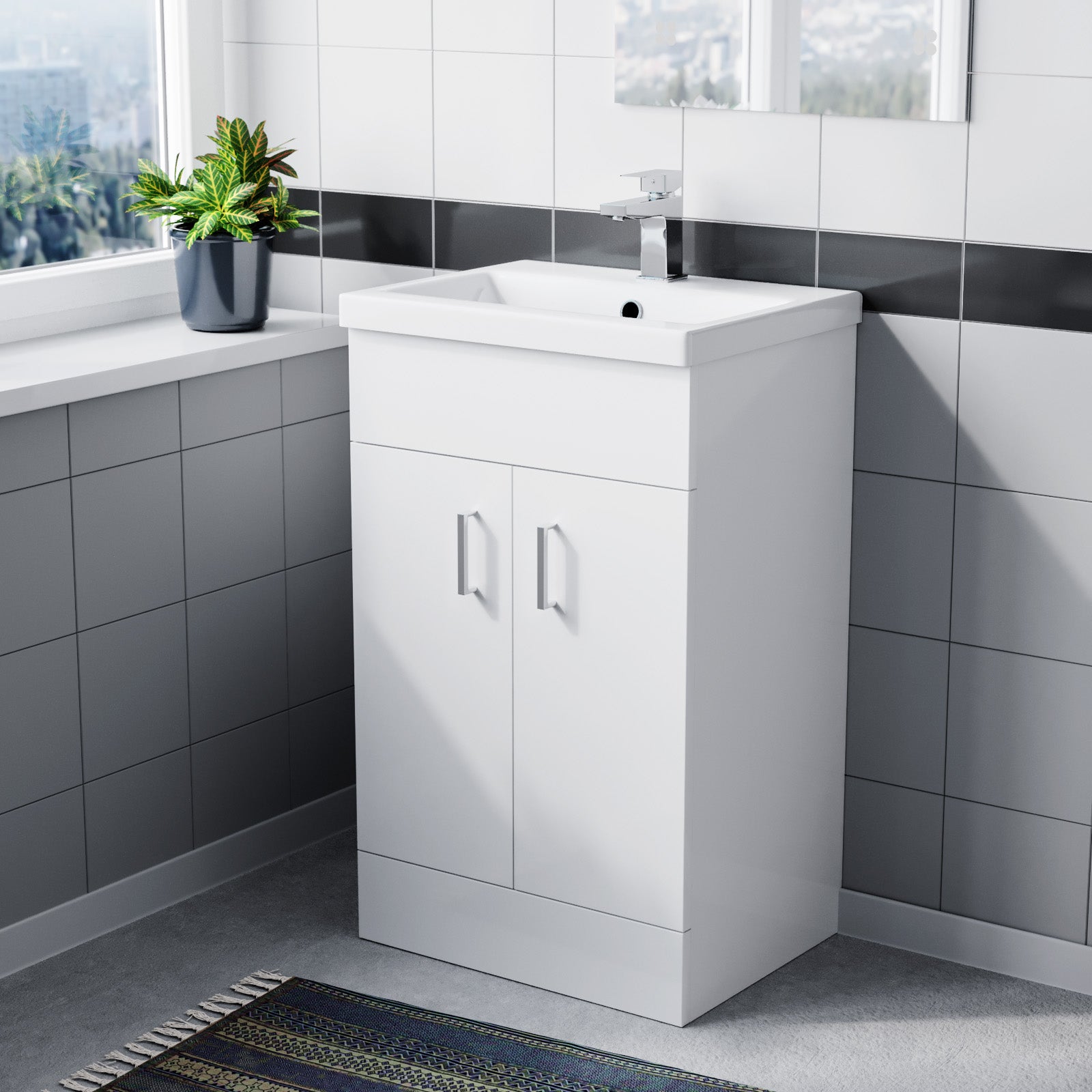 Nanuya 500mm Freestanding Basin Vanity Basin Sink and Deck Mounted Tap