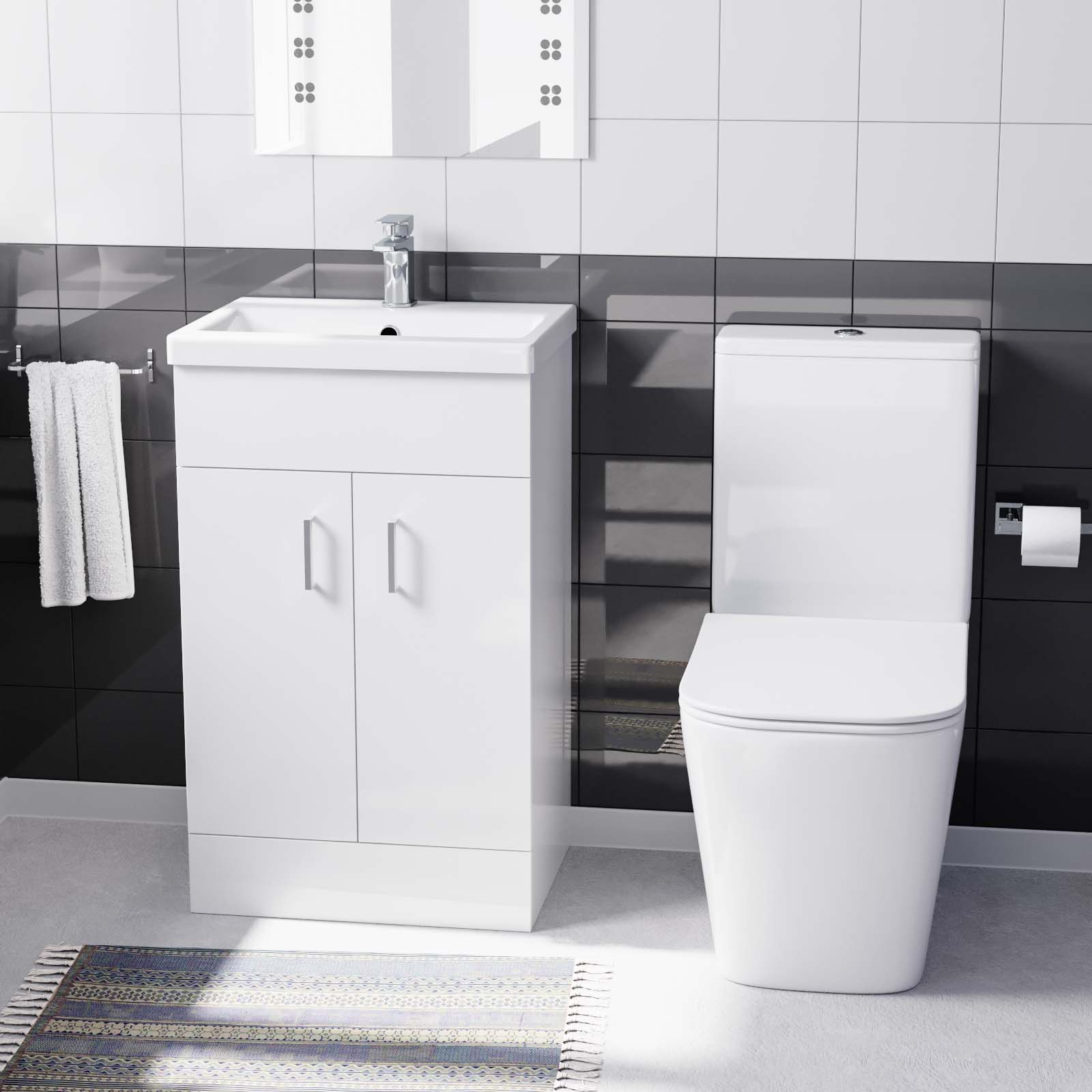 Nanuya 500mm Basin Vanity & Rimless Close Coupled Modern Toilet White