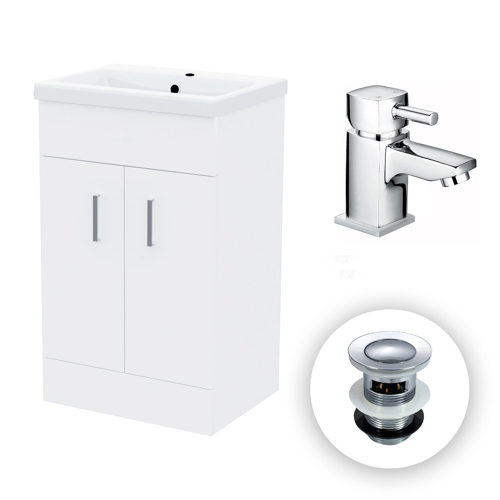 Nanuya 500mm Freestanding Vanity Unit Ceramic Basin Sink and Square Tap