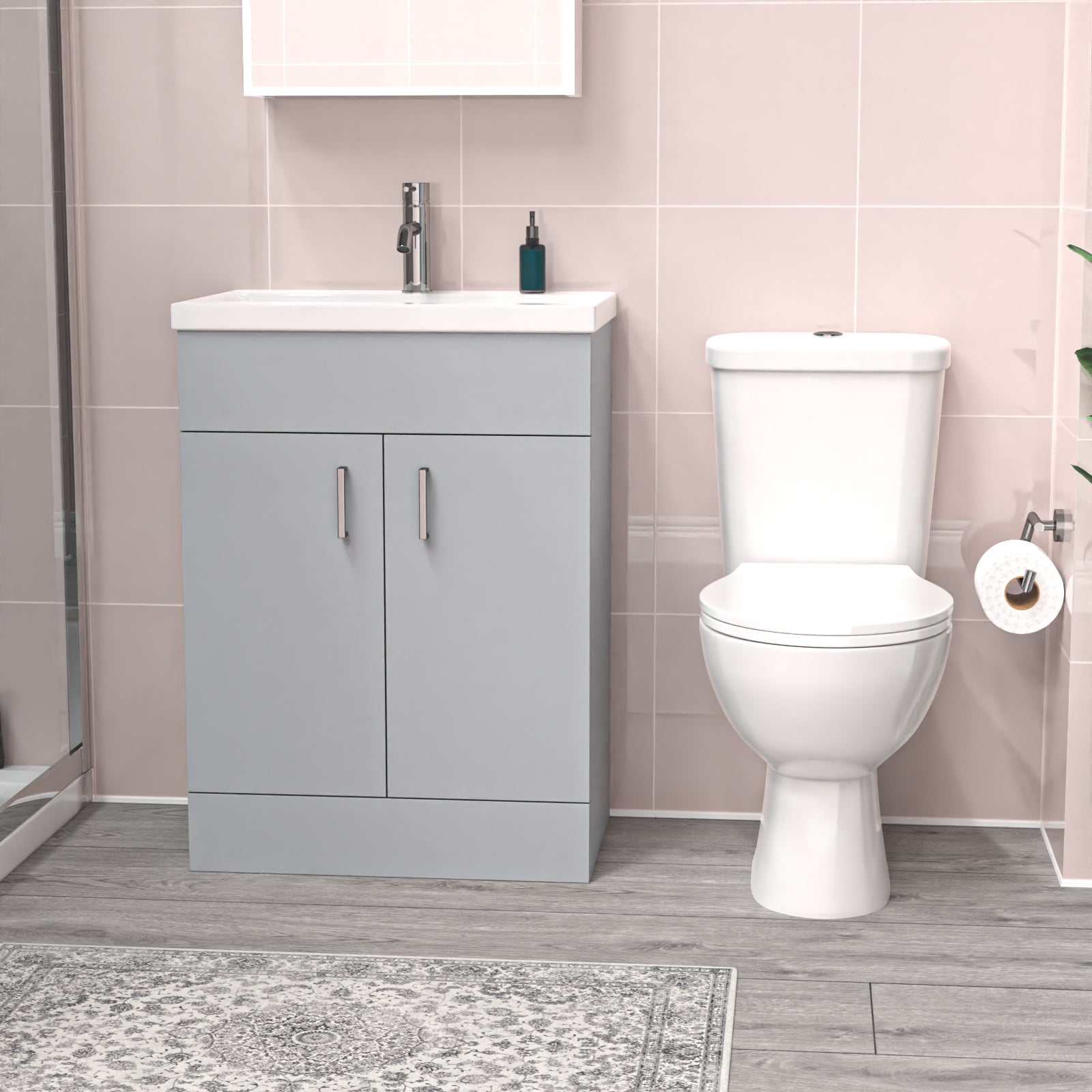 Nanuya Matte Grey 600 mm Basin Vanity Unit & Modern Toilet