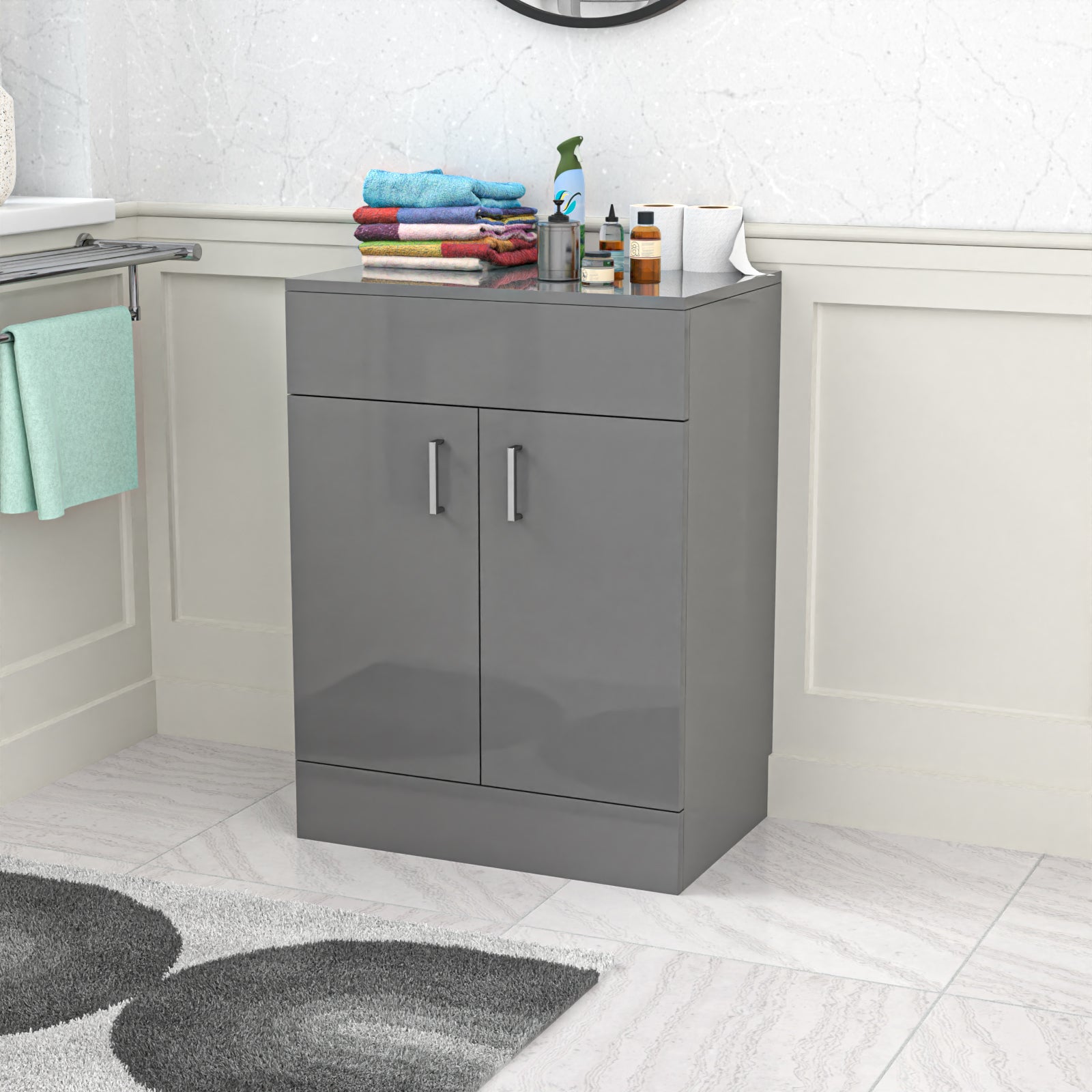 Nanuya 600mm Vanity Unit Cabinet With Worktop Grey